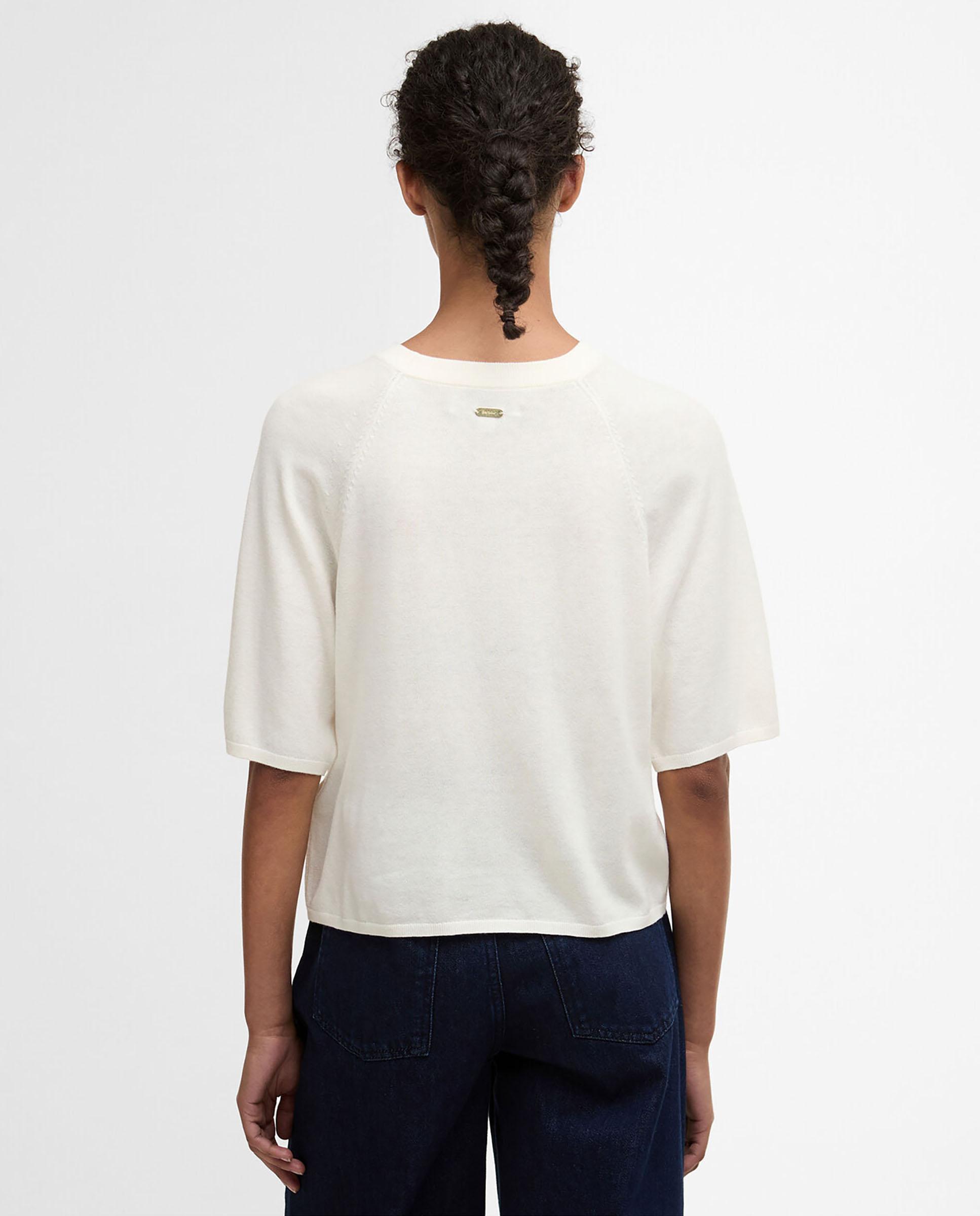 Jersey de mujer de cuello redondo clásico y mangas raglán - Barbour - Blanco roto Blanco roto-2