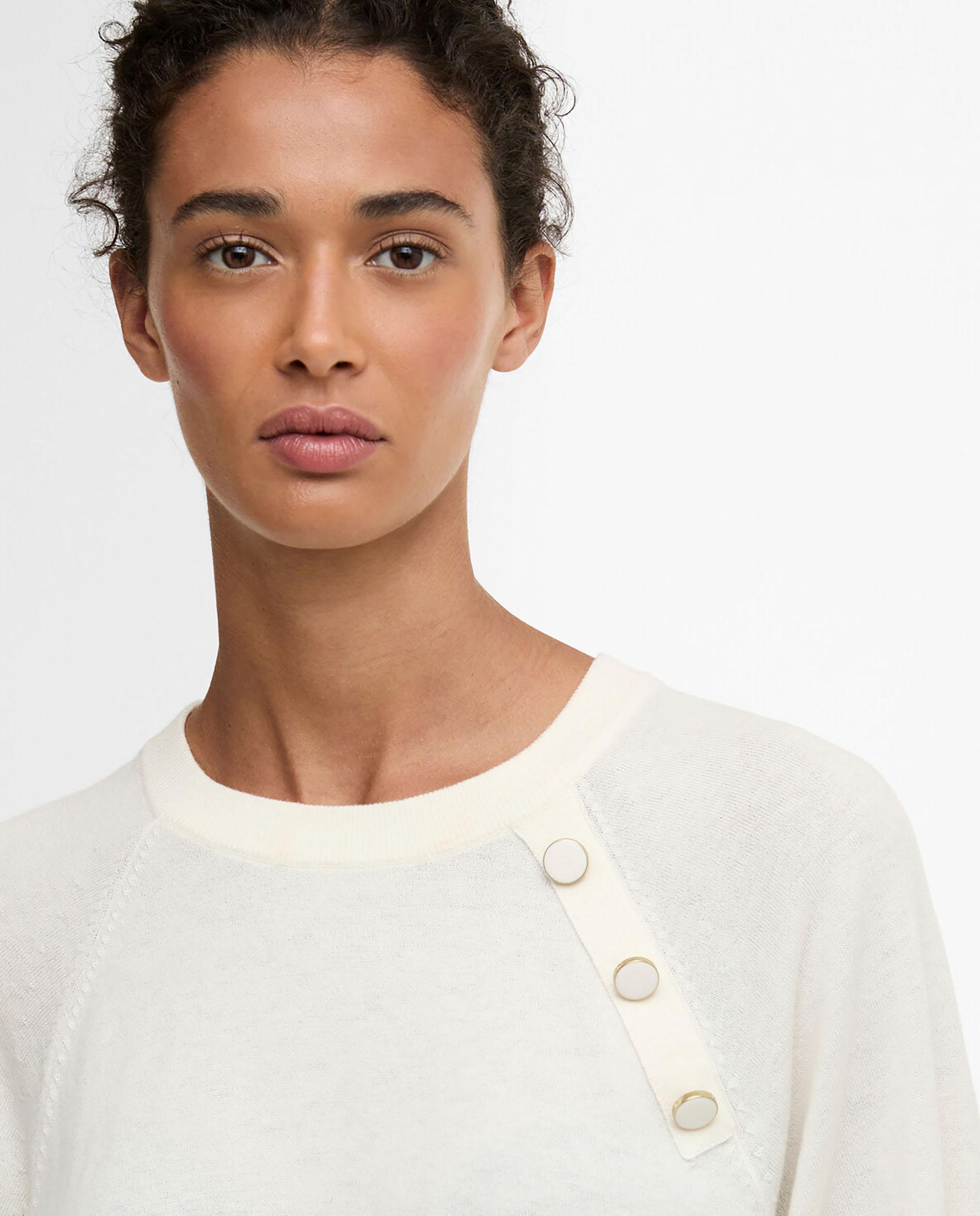 Jersey de mujer de cuello redondo clásico y mangas raglán - Barbour - Blanco roto Blanco roto-4