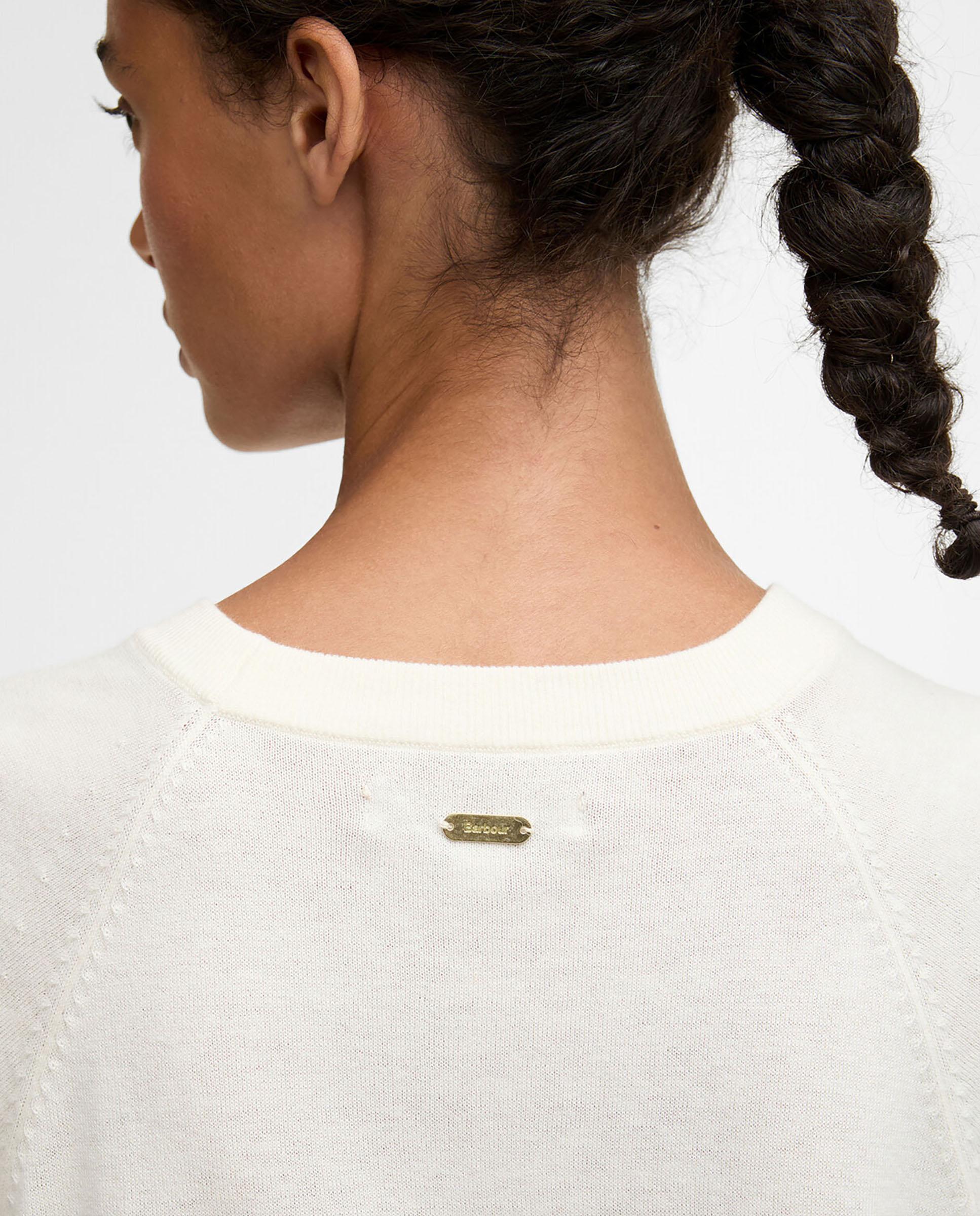 Jersey de mujer de cuello redondo clásico y mangas raglán - Barbour - Blanco roto Blanco roto-5