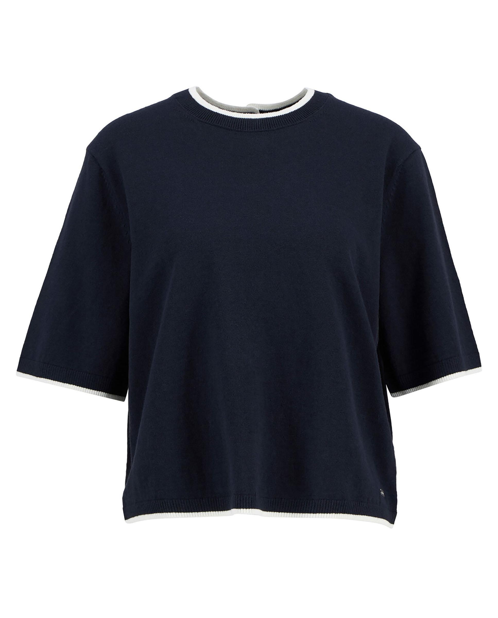 La camiseta de mujer de punto con un cuello redondo clásico y ribetes en contraste en el cuello, los puños y el dobladillo - Barbour - Azul marino Azul marino-7