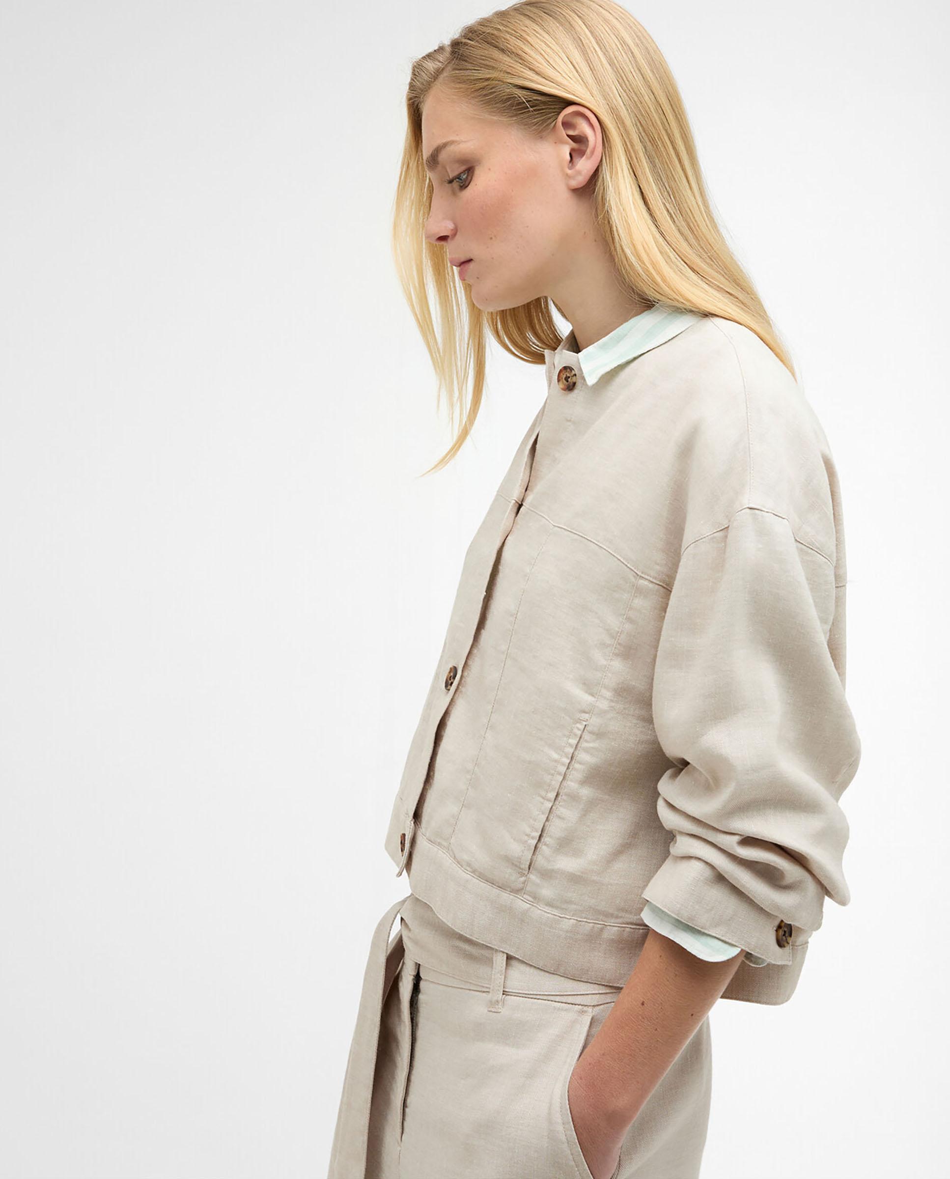 Sobrecamisa de mujer de corte holgado sin cuello y cierre de botones - Barbour - Maquillaje Maquillaje-4
