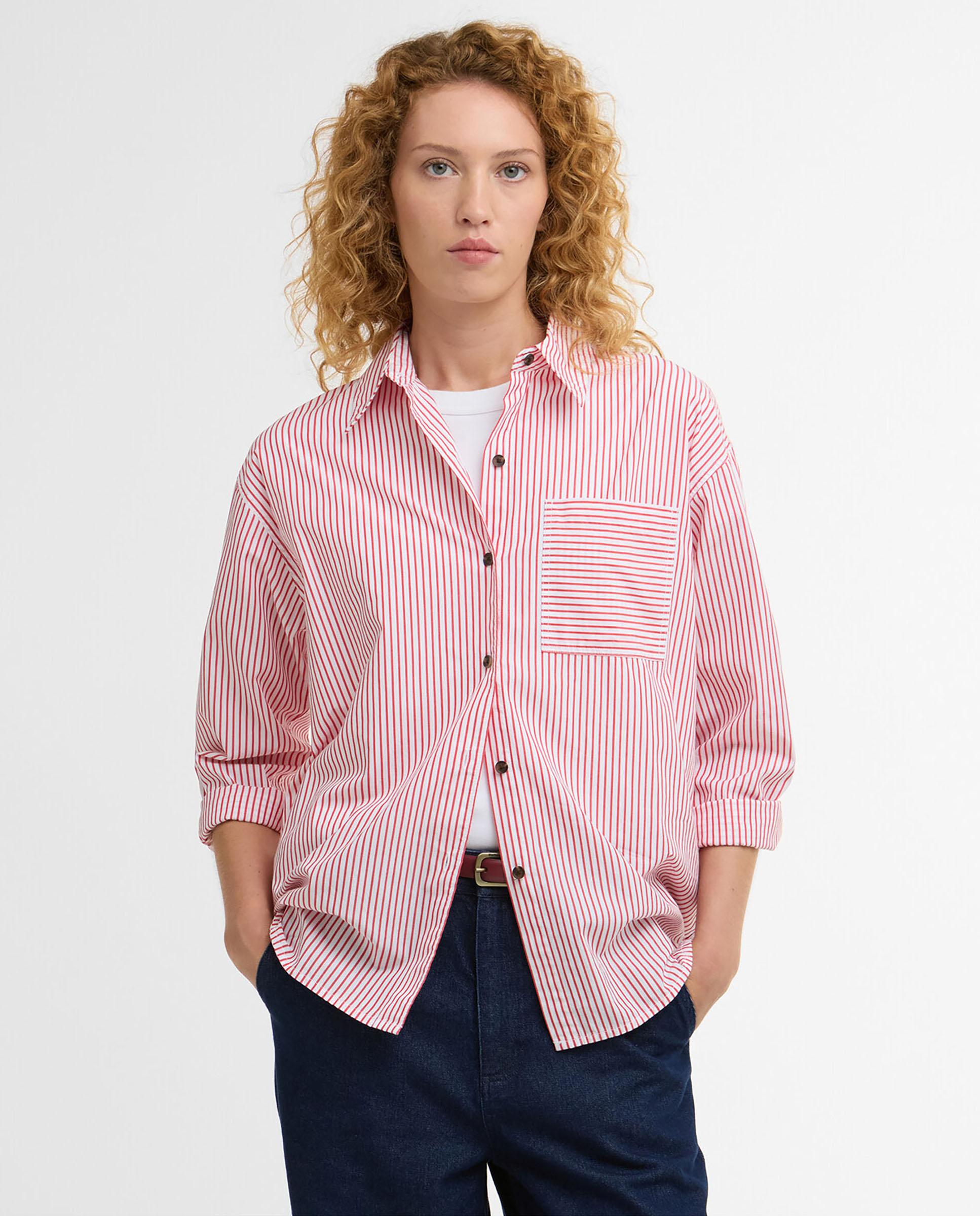 Barbour - Camisa de mujer con cuello en punta y hombros caídos.