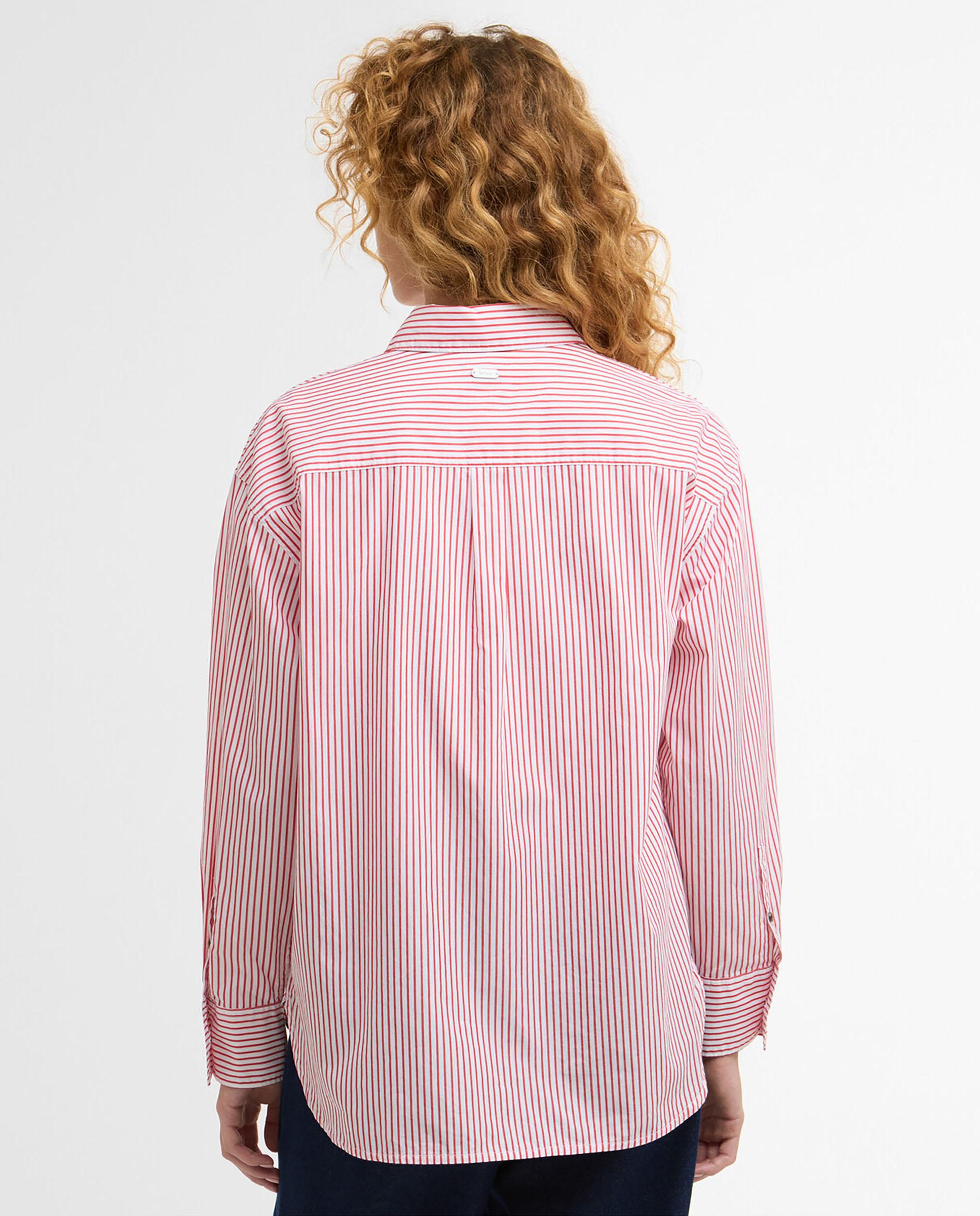 Camisa de mujer con cuello en punta y hombros caídos - Barbour - Rojo / Blanco Rojo / Blanco-2