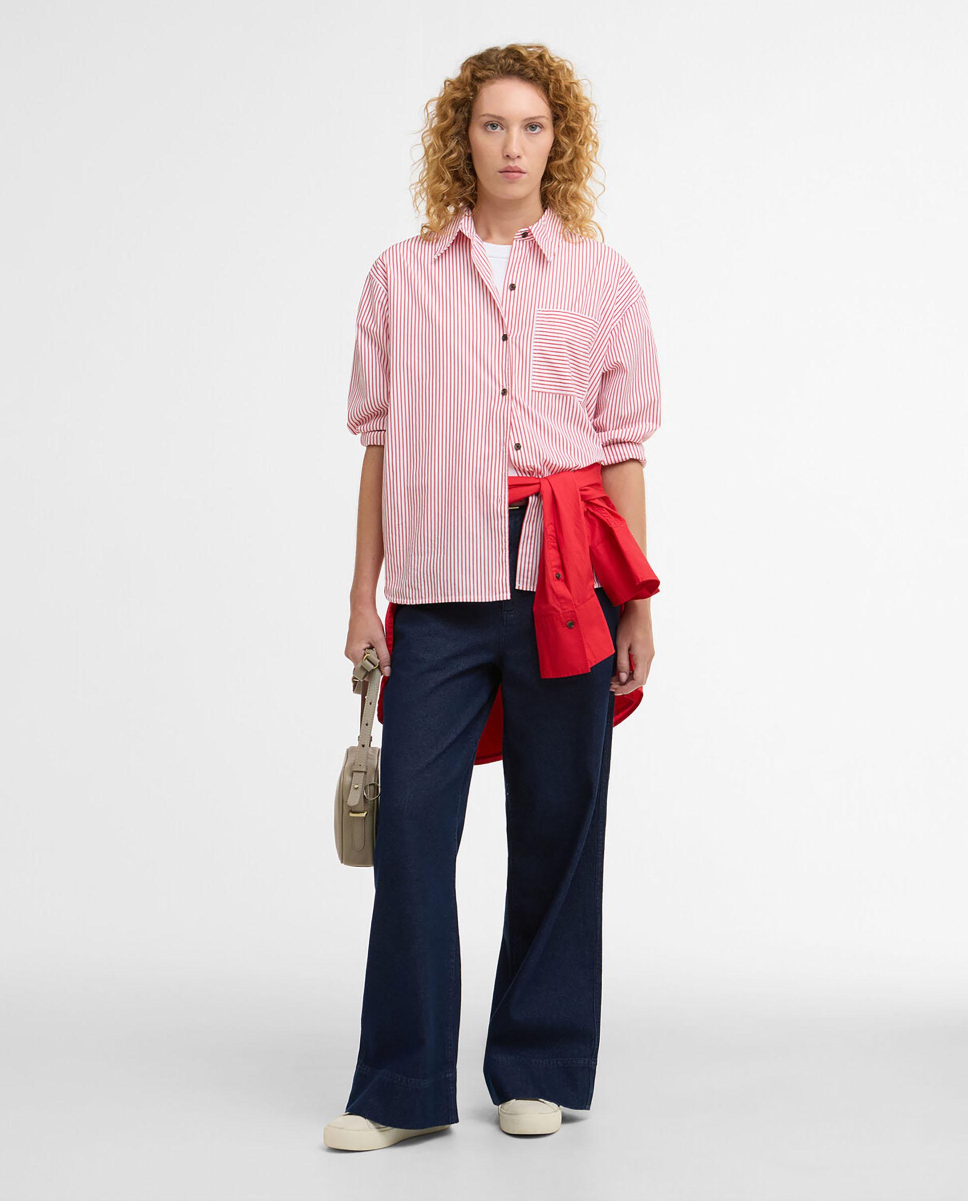 Camisa de mujer con cuello en punta y hombros caídos - Barbour - Rojo / Blanco Rojo / Blanco-3