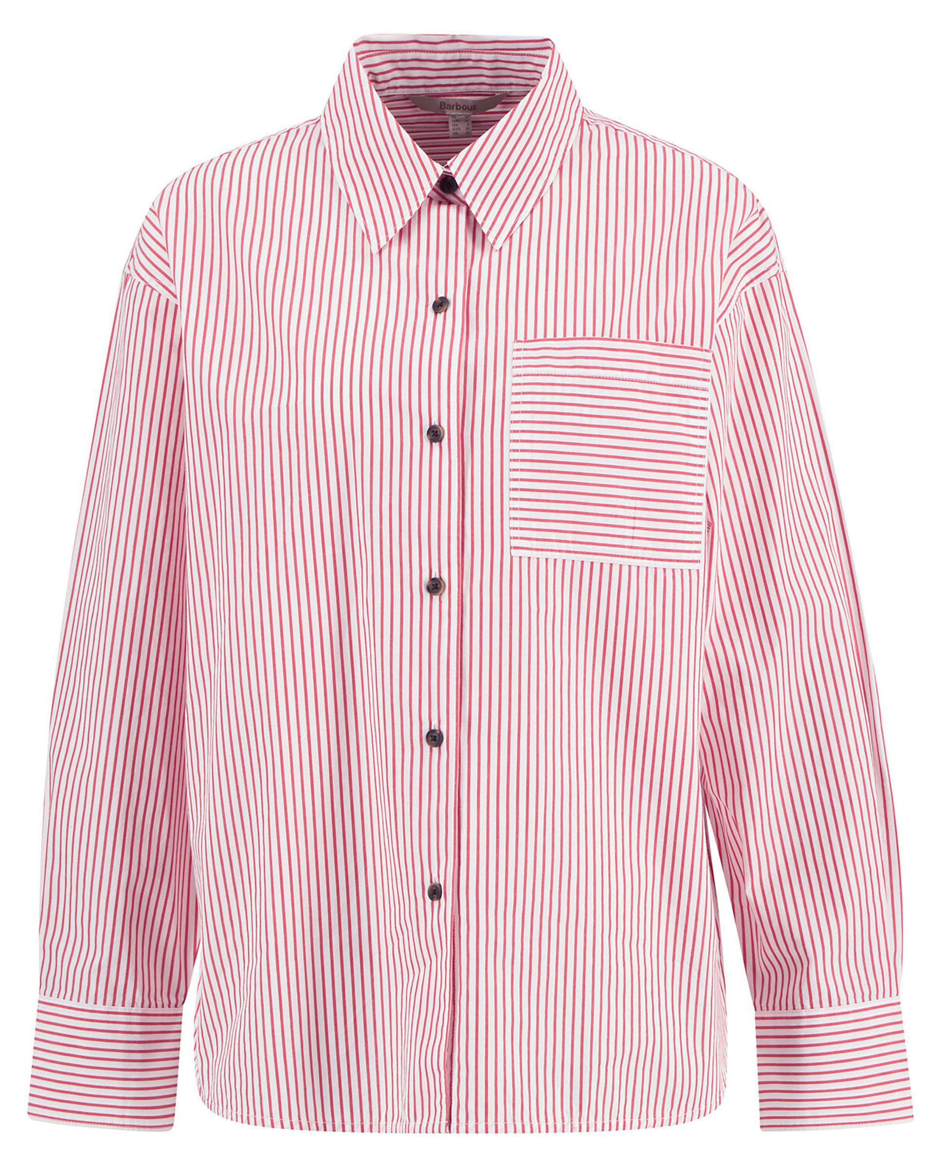 Camisa de mujer con cuello en punta y hombros caídos - Barbour - Rojo / Blanco Rojo / Blanco-4