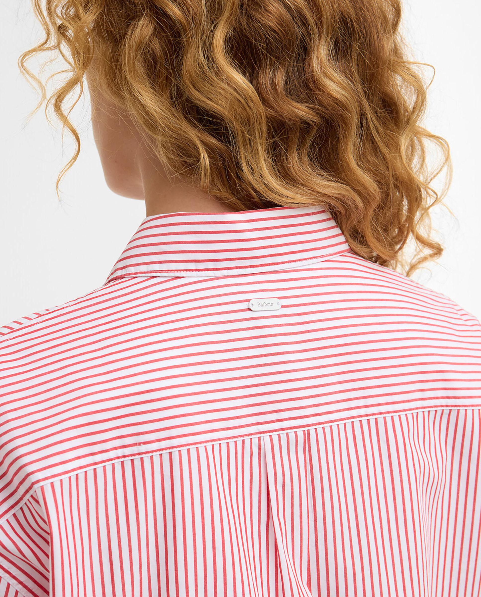 Camisa de mujer con cuello en punta y hombros caídos - Barbour - Rojo / Blanco Rojo / Blanco-6