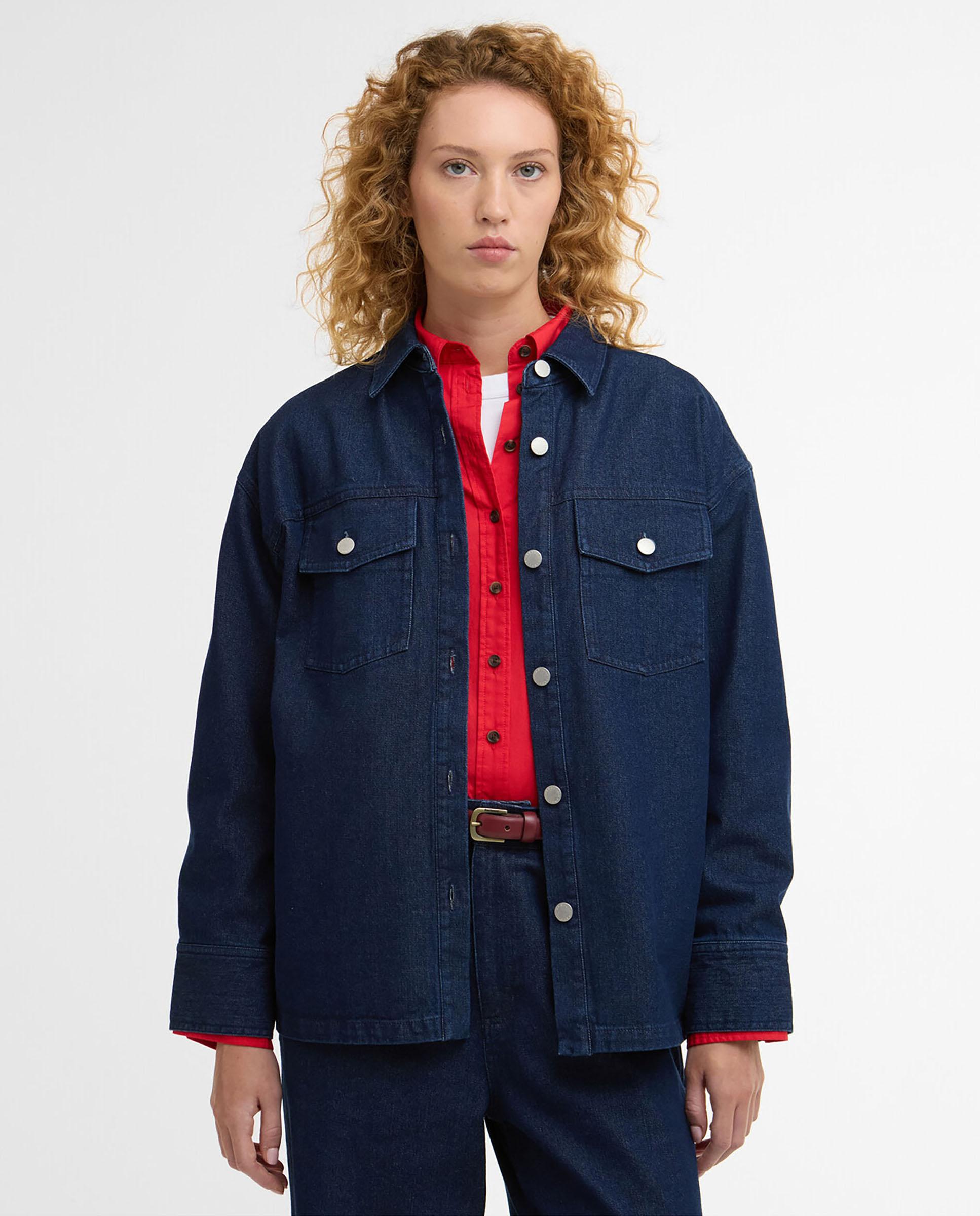Barbour - Camisa de mujer vaquera de manga larga con bolsillo.