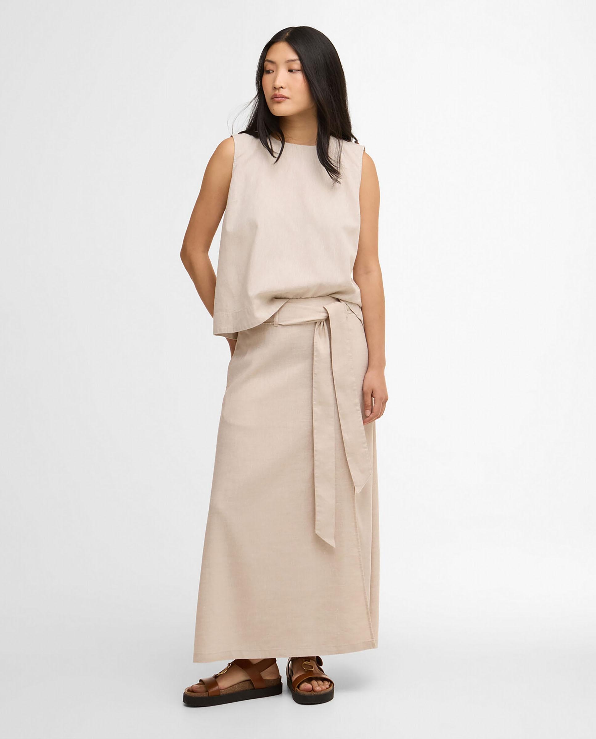 Blusa de mujer sin mangas con detalles de botones en los hombros - Barbour - Beige Beige-3