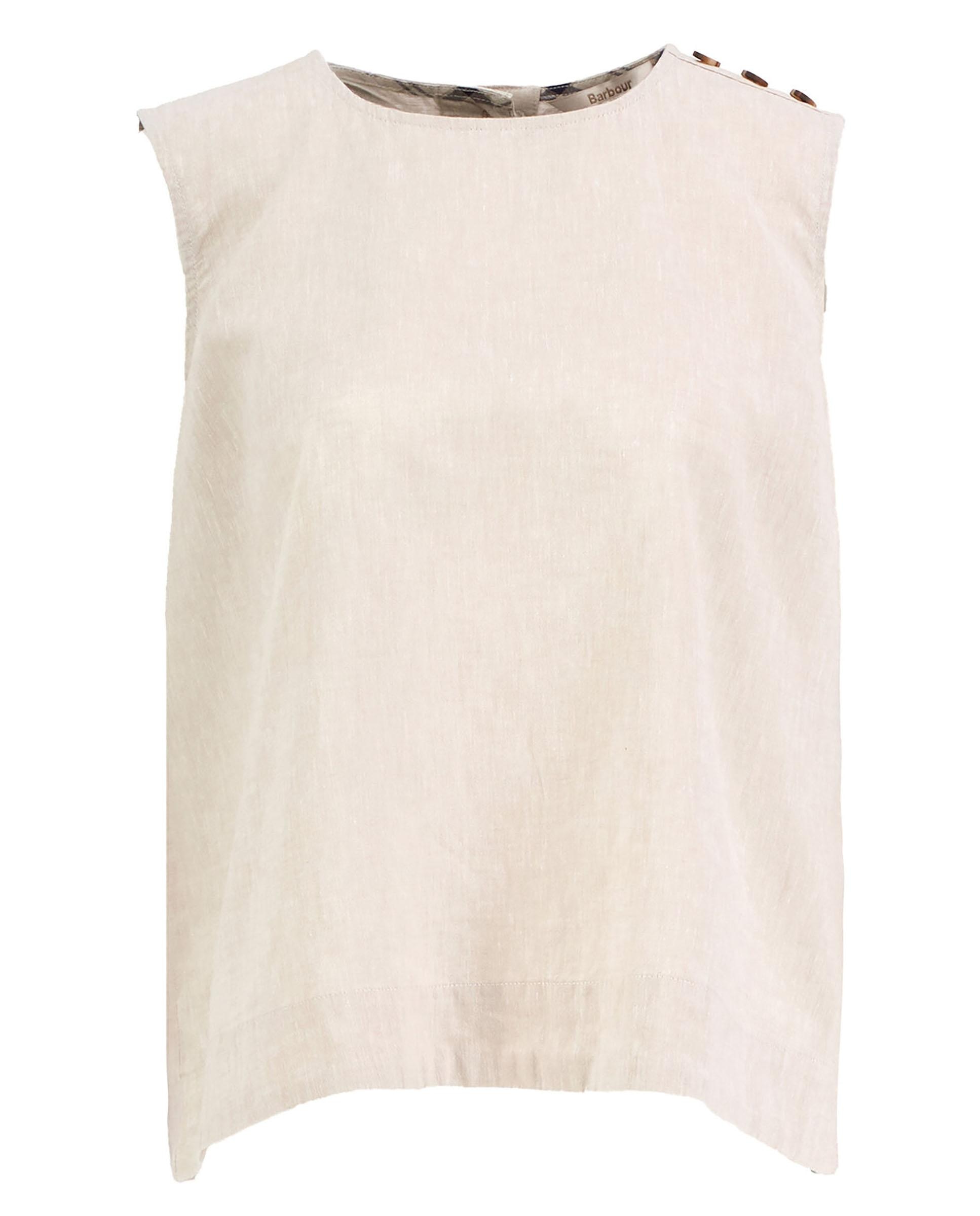 Blusa de mujer sin mangas con detalles de botones en los hombros - Barbour - Beige Beige-7