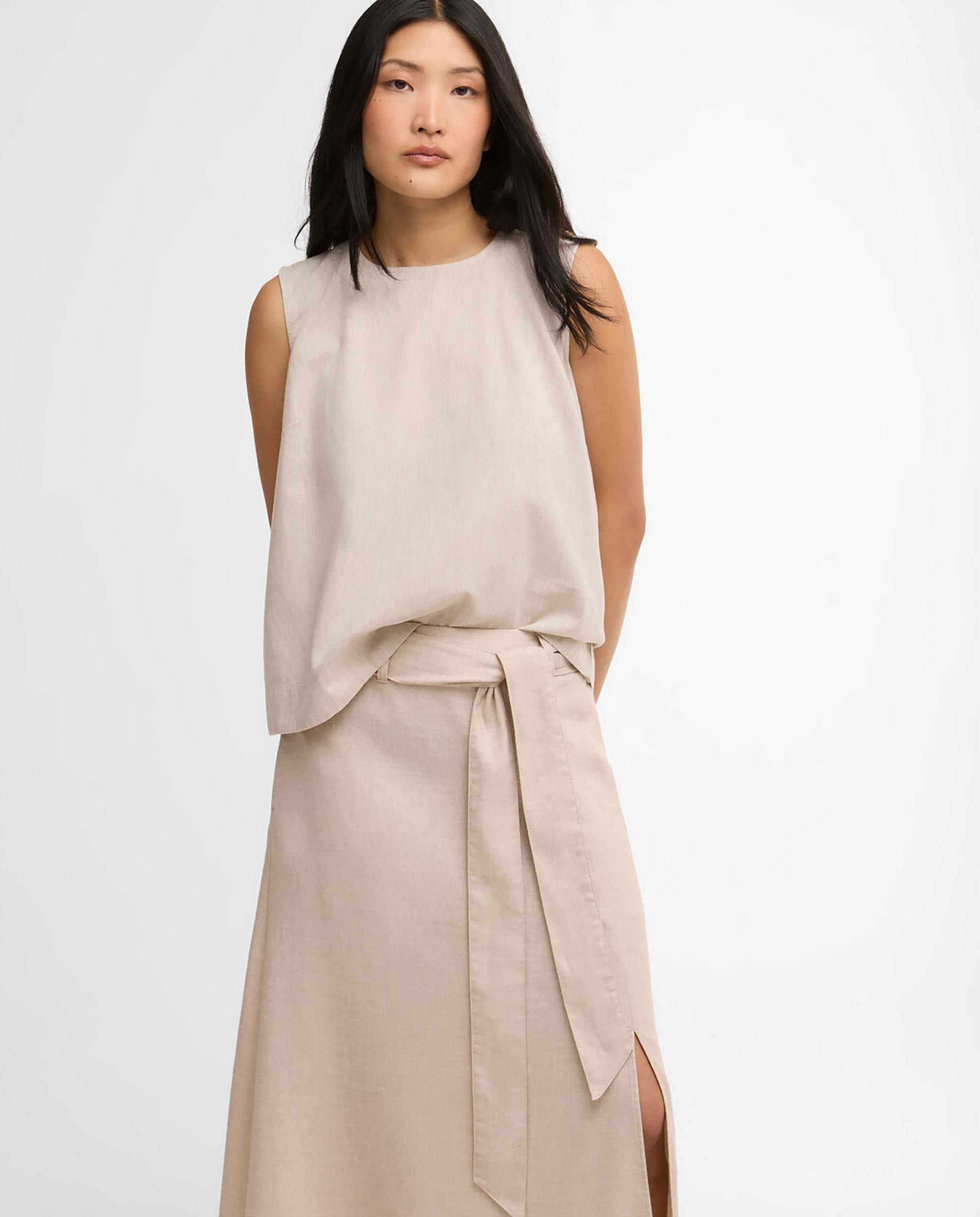 Blusa de mujer sin mangas con detalles de botones en los hombros - Barbour - Beige Beige-4