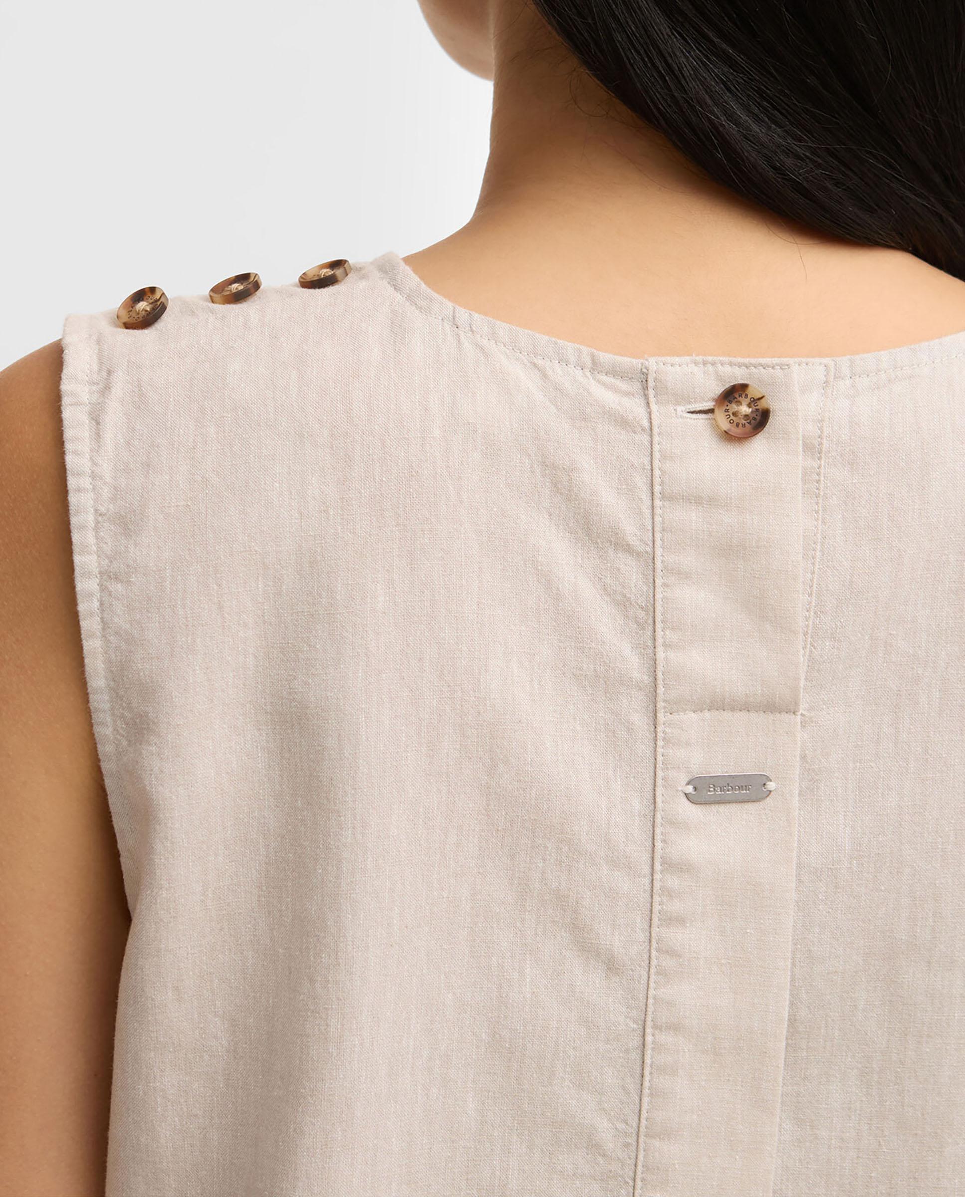 Blusa de mujer sin mangas con detalles de botones en los hombros - Barbour - Beige Beige-5