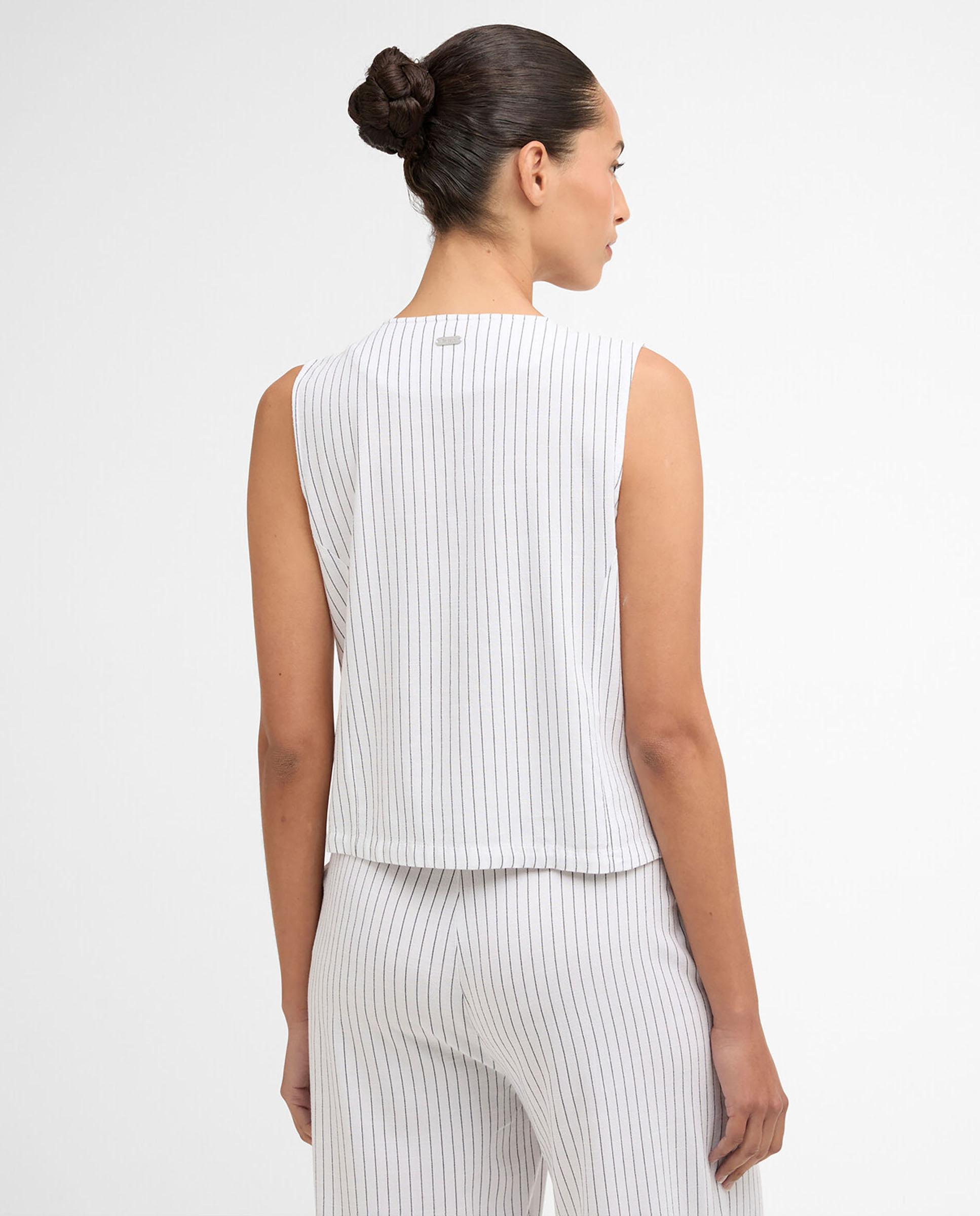 Chaleco de mujer con diseño de rayas y cierre de botones - Barbour - Blanco Blanco-2