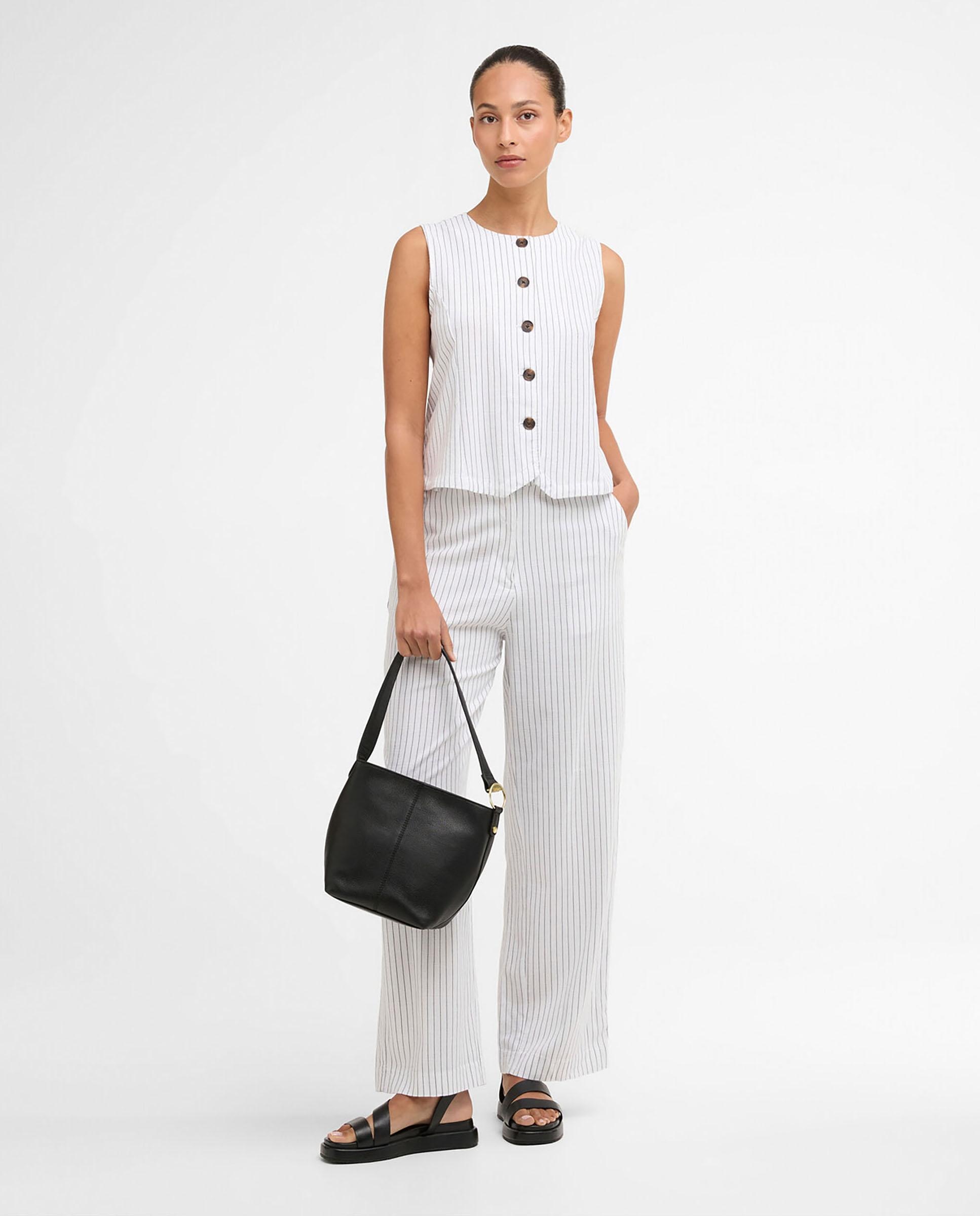 Chaleco de mujer con diseño de rayas y cierre de botones - Barbour - Blanco Blanco-3