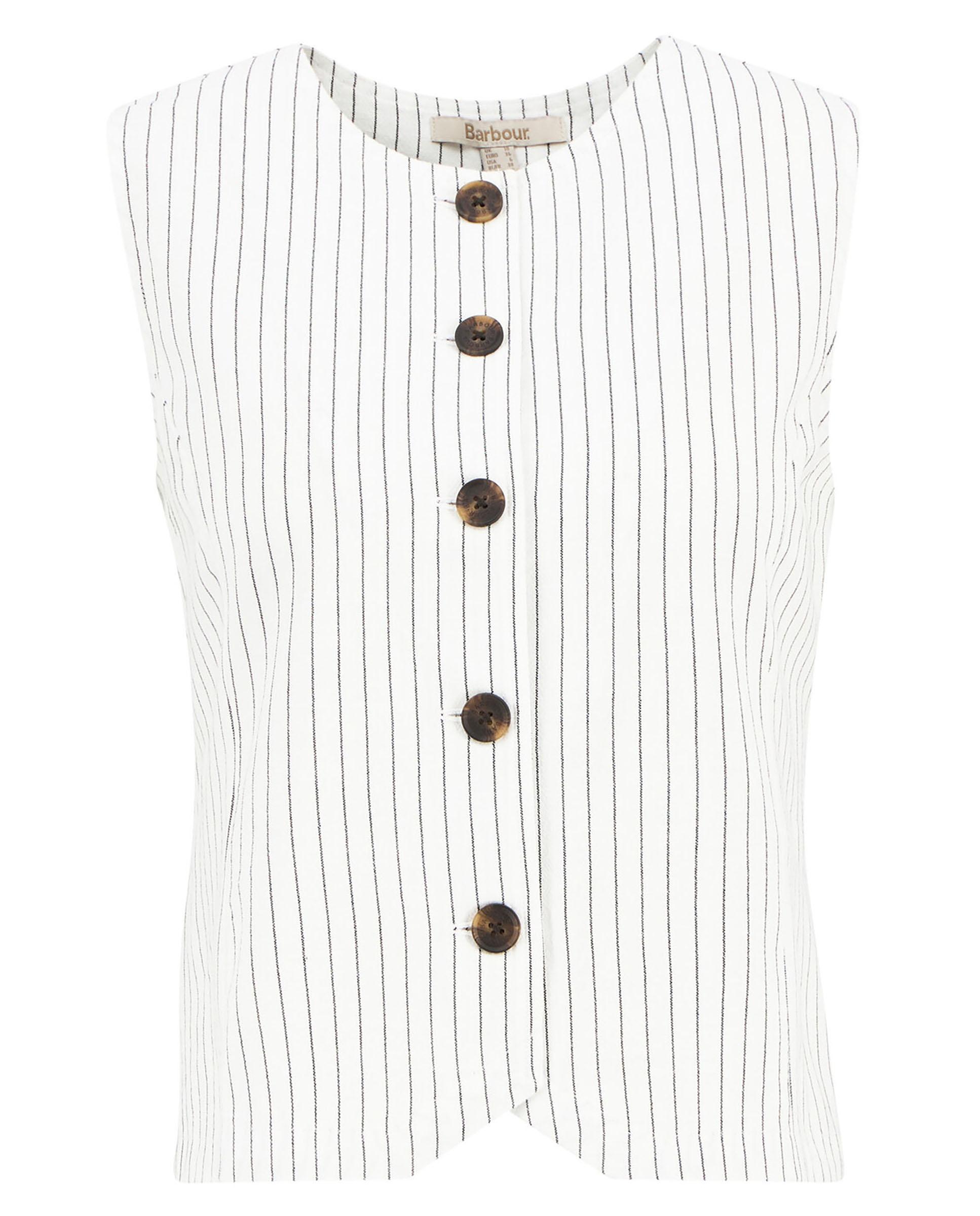 Chaleco de mujer con diseño de rayas y cierre de botones - Barbour - Blanco Blanco-6