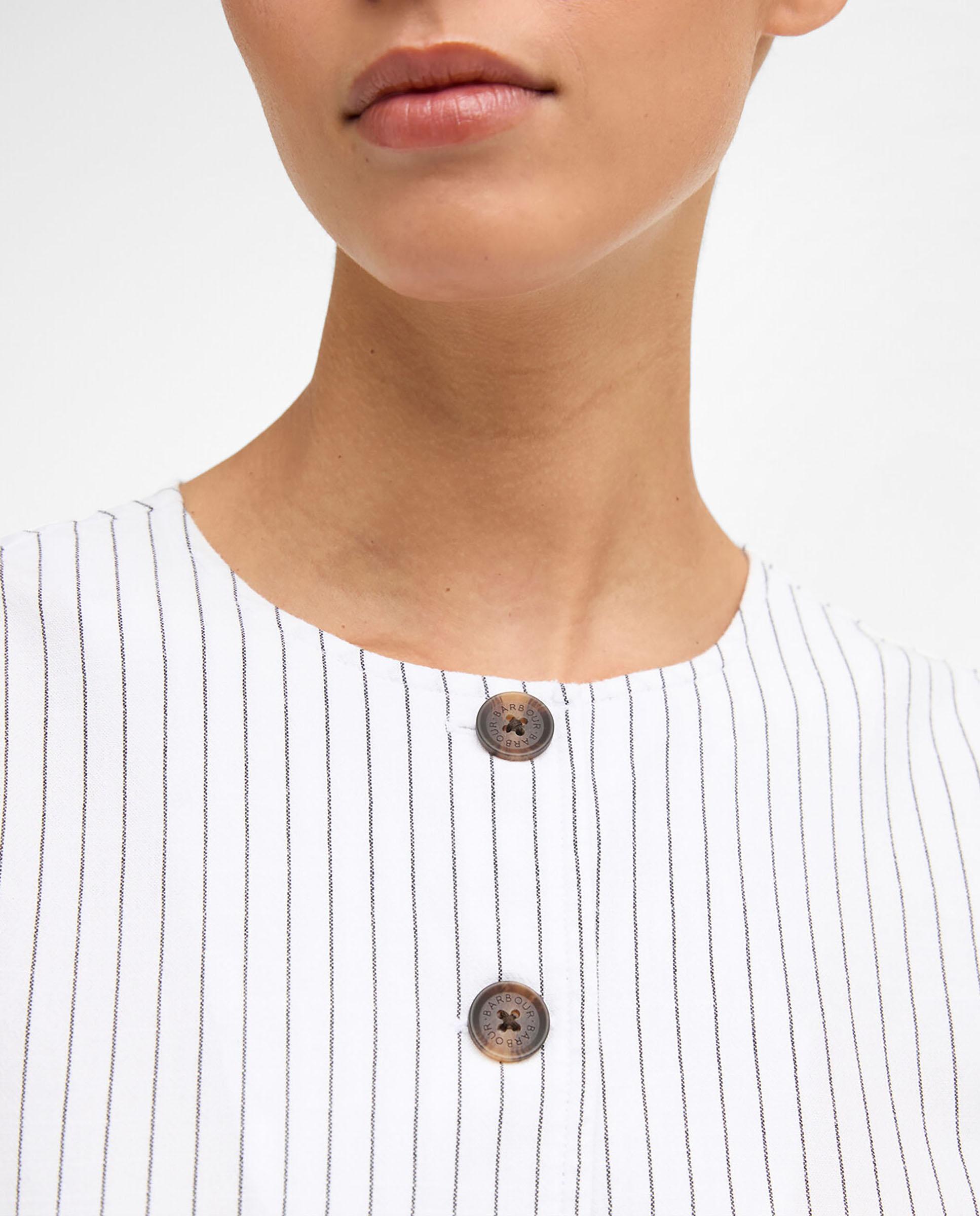 Chaleco de mujer con diseño de rayas y cierre de botones - Barbour - Blanco Blanco-4