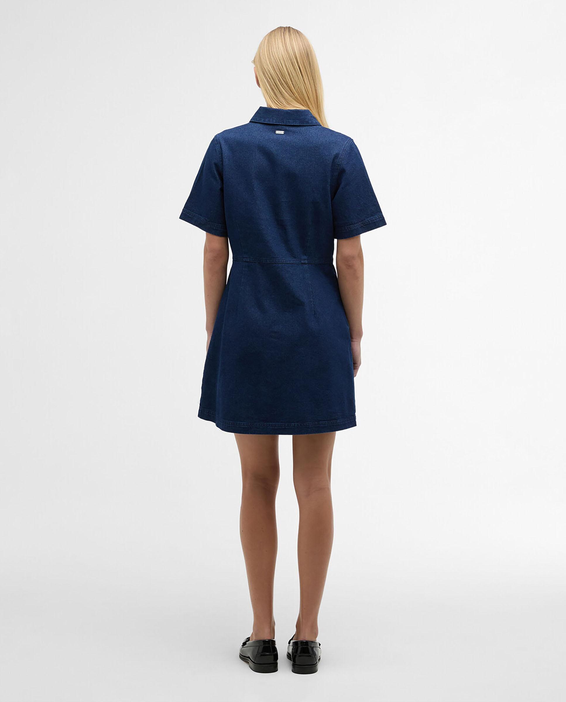 Vestido corto con cierre de botones delanteros y cuello camisa - Barbour - Azul denim Azul denim-2
