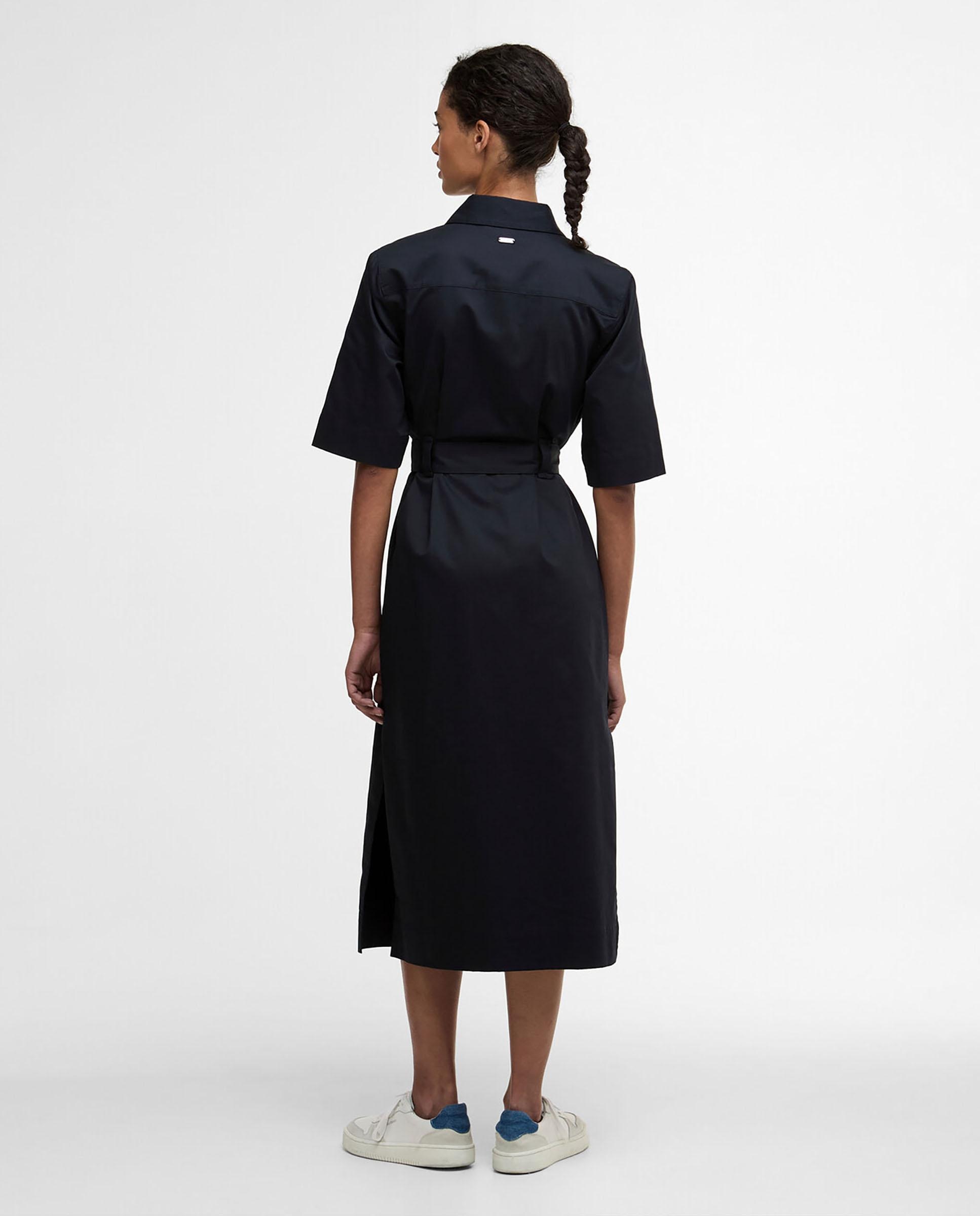 Vestido midi con cierre de botones y trabillas en cintura - Barbour - Azul marino Azul marino-2