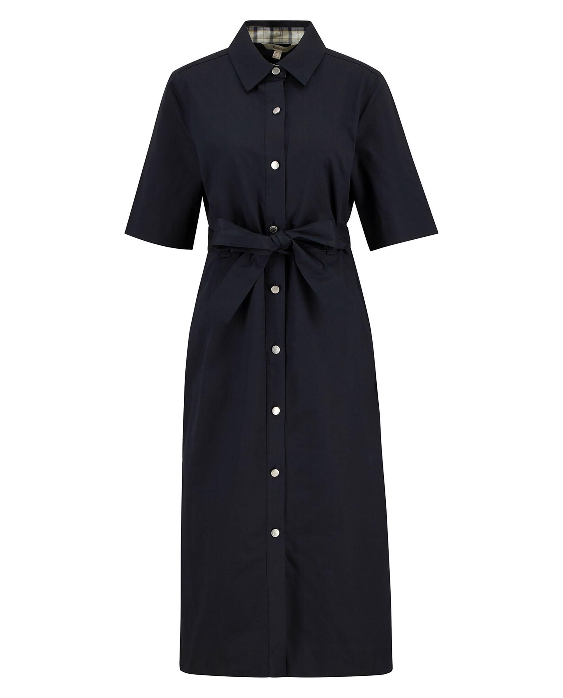 Vestido midi con cierre de botones y trabillas en cintura - Barbour - Azul marino Azul marino-7