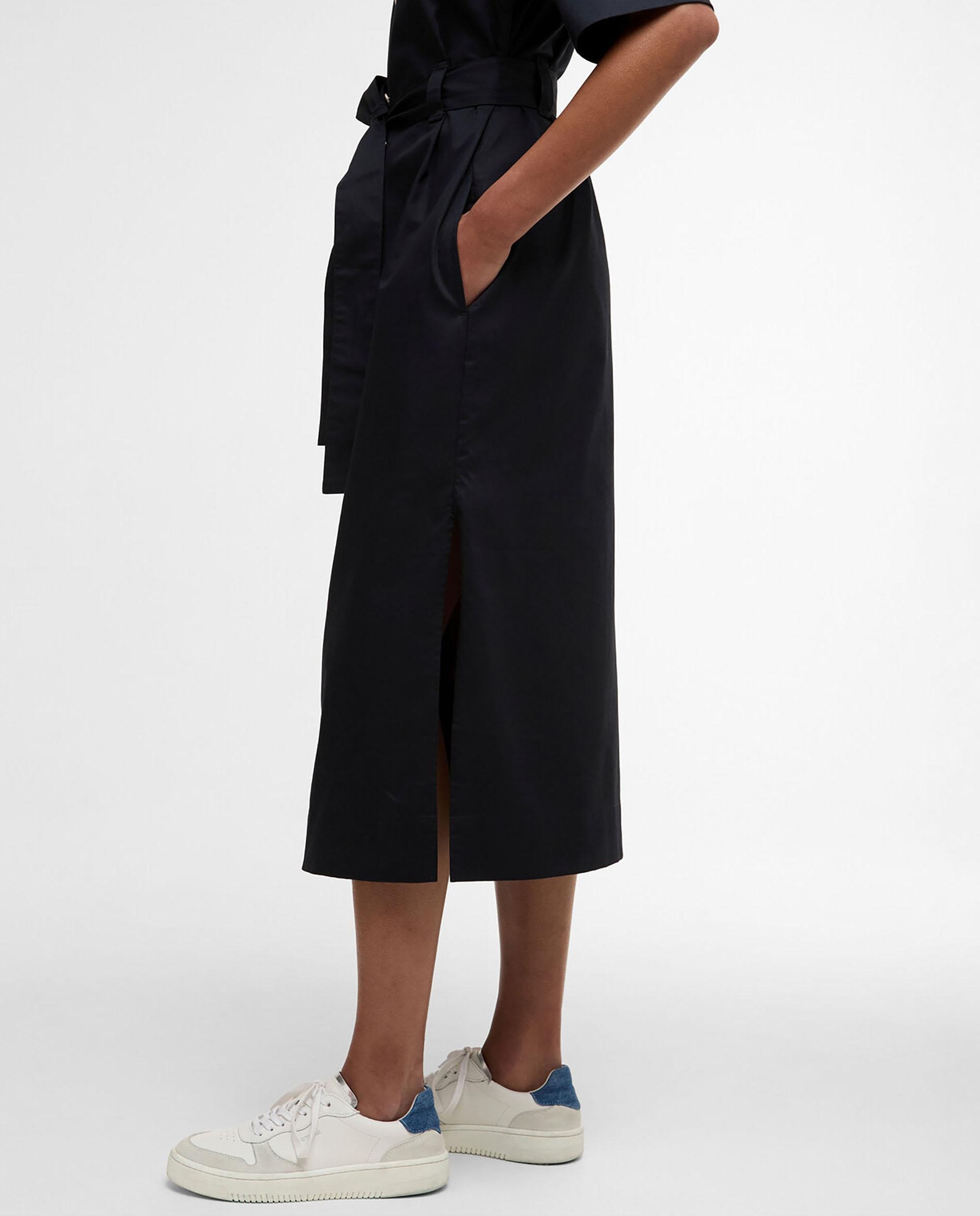 Vestido midi con cierre de botones y trabillas en cintura - Barbour - Azul marino Azul marino-5