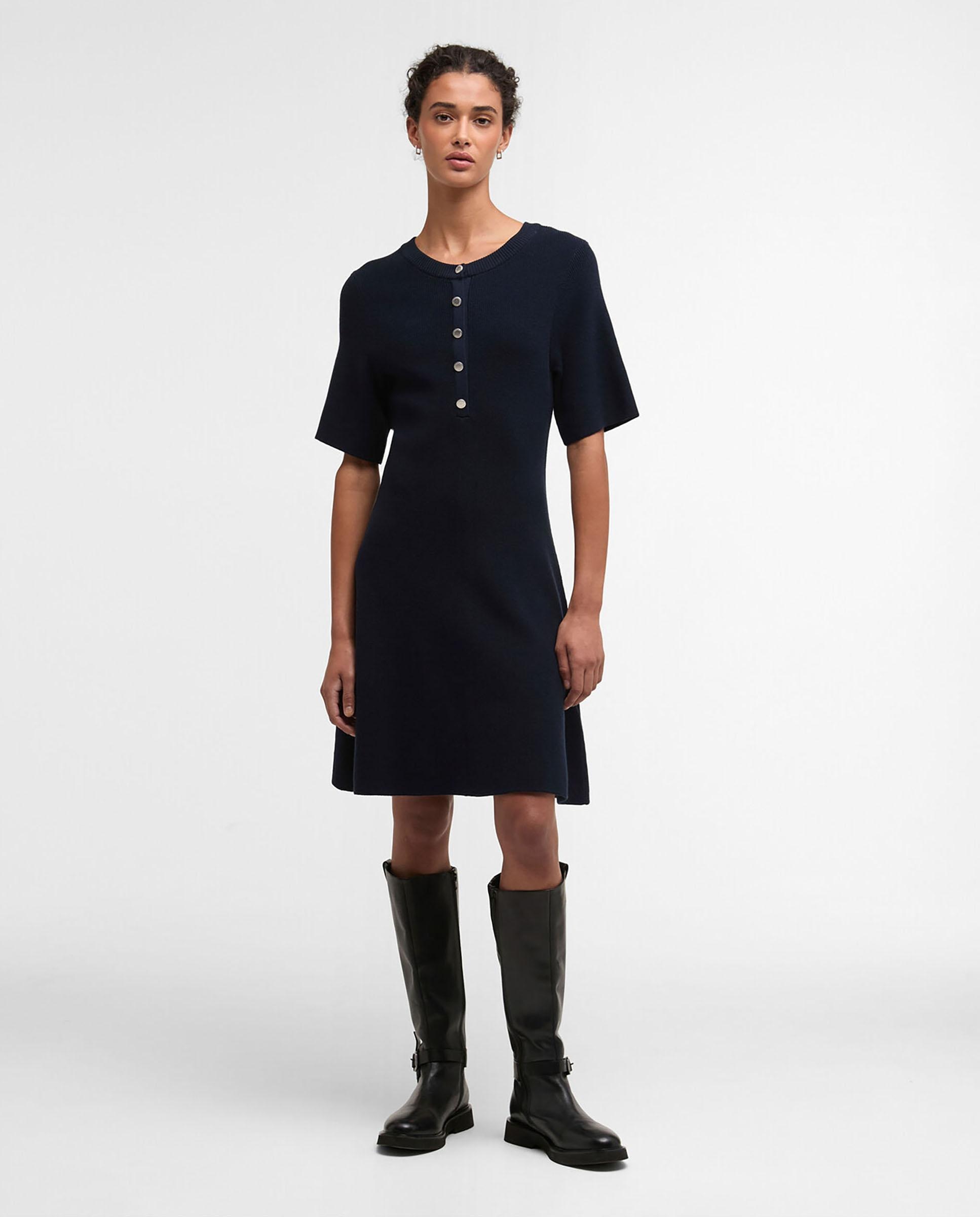Barbour - Vestido corto de manga corta y cuello redondo.