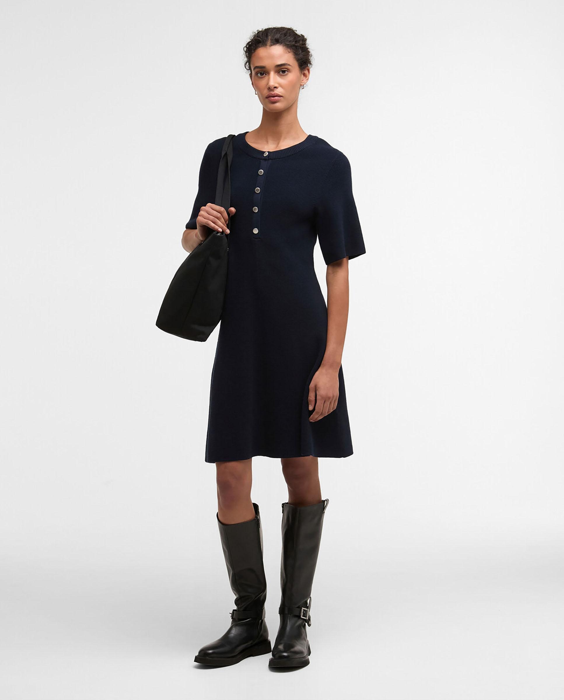 Vestido corto de manga corta y cuello redondo - Barbour - Azul marino Azul marino-3