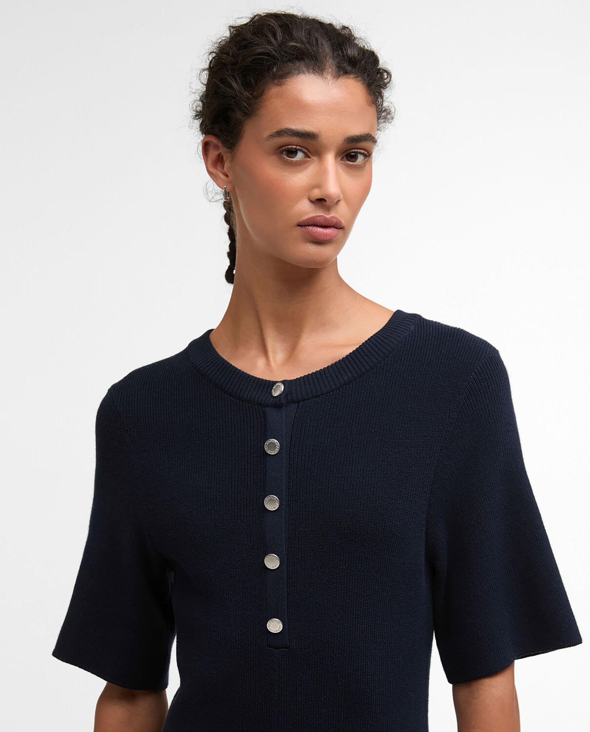 Vestido corto de manga corta y cuello redondo - Barbour - Azul marino Azul marino-4