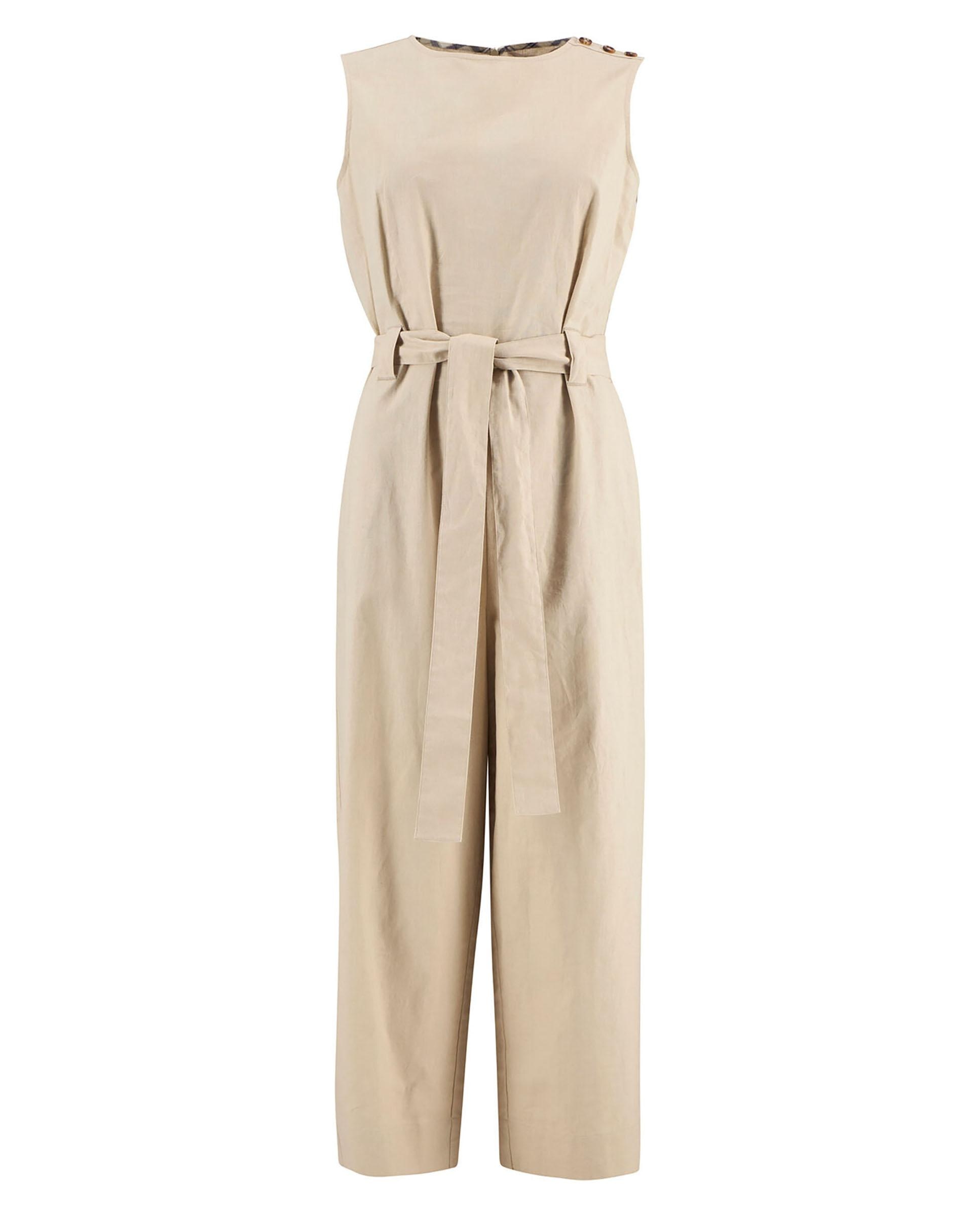 Mono de mujer liso de tirantes y pantalón de corte recto fluido - Barbour - Beige Beige-4