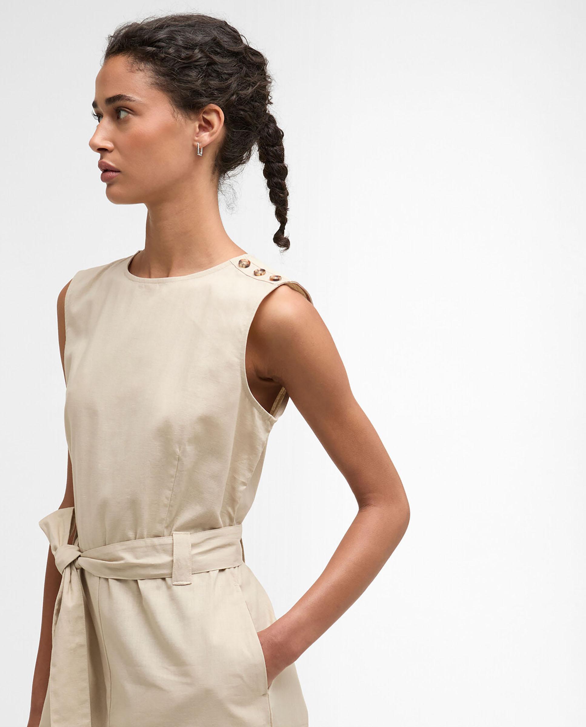 Mono de mujer liso de tirantes y pantalón de corte recto fluido - Barbour - Beige Beige-5