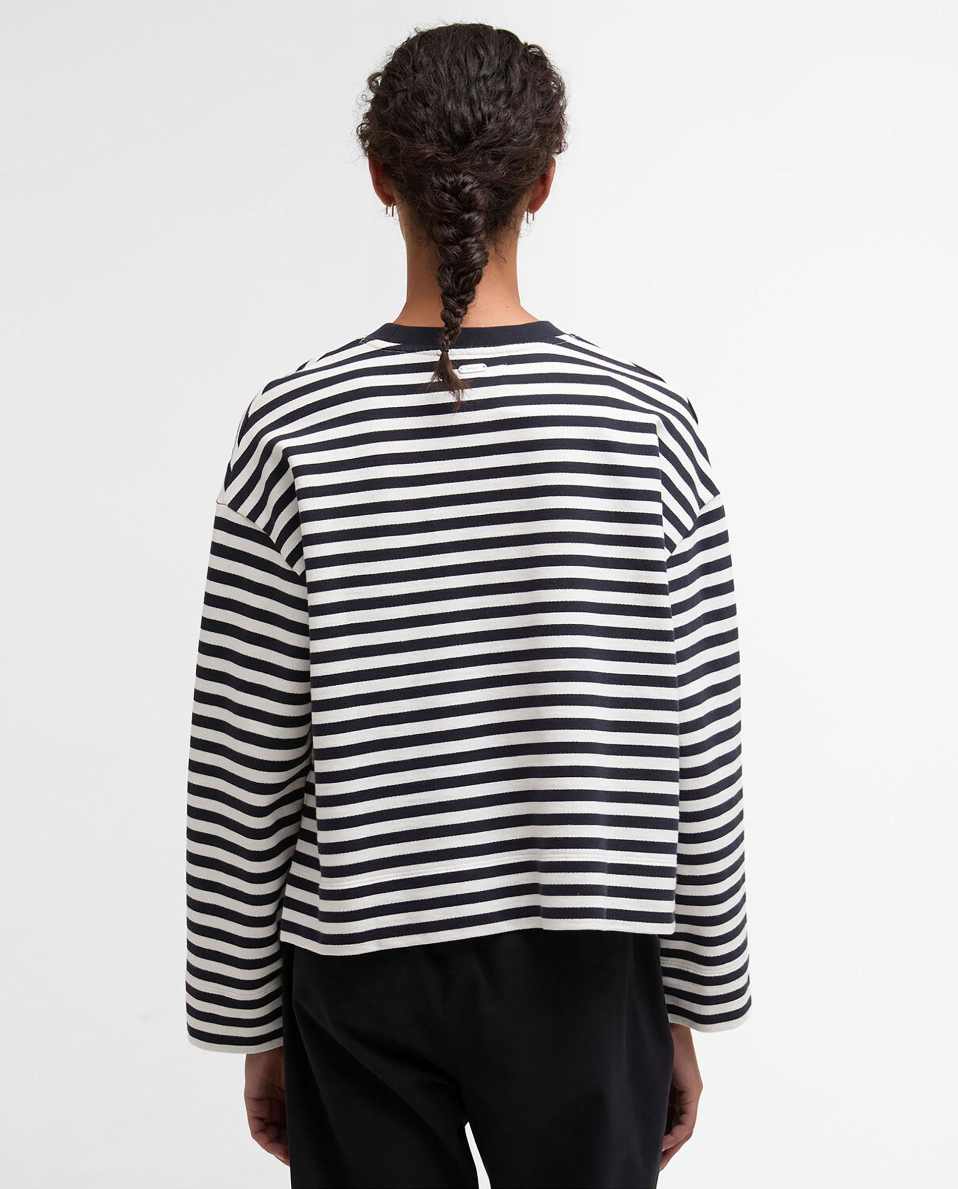 Sudadera de mujer con diseño de rayas y corte holgado - Barbour - Blanco / Azul Blanco / Azul-2