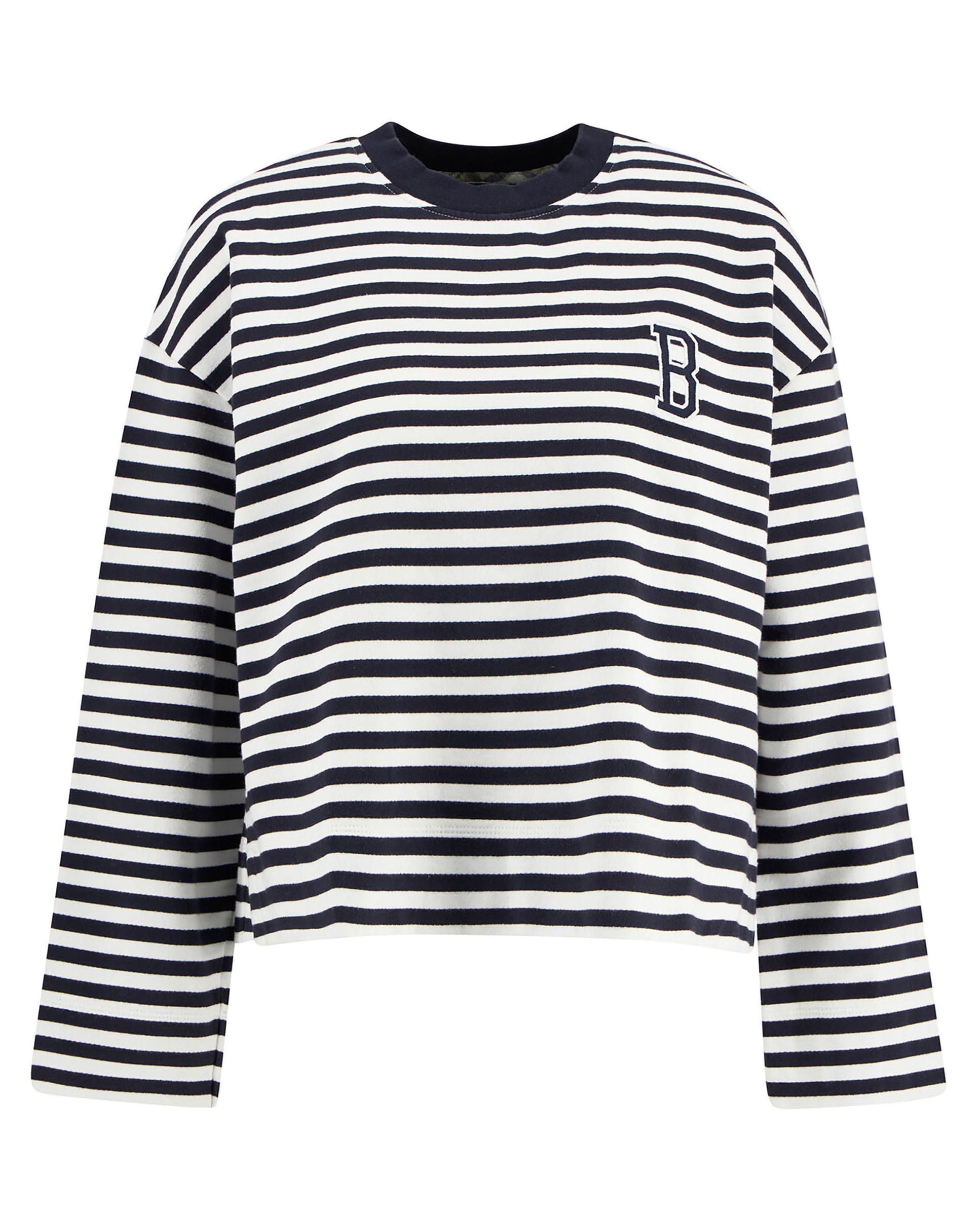 Sudadera de mujer con diseño de rayas y corte holgado - Barbour - Blanco / Azul Blanco / Azul-7