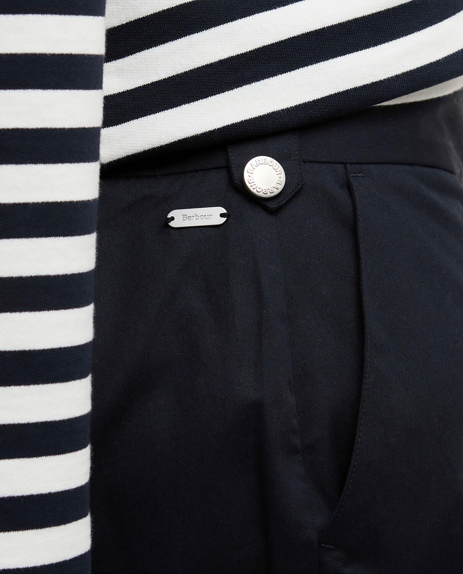 Pantalones anchos de mujer con bolsillos laterales y trabillas con botón - Barbour - Azul marino Azul marino-6