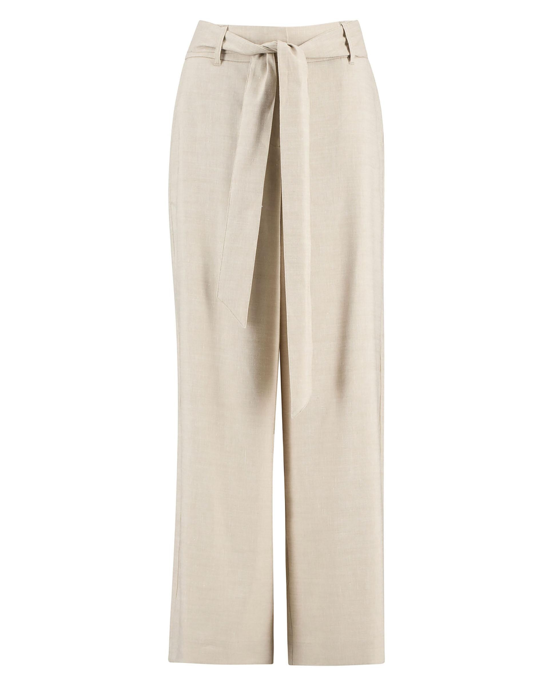 Pantalones anchos de mujer con cinturón del mismo tejido para ceñir la cintura y bolsillos laterales - Barbour - Beige Beige-4