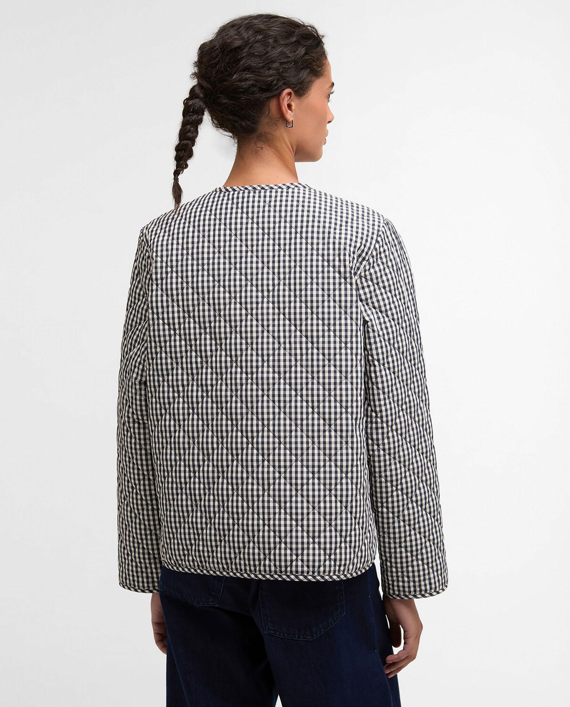 Abrigo acolchado de mujer con cierre frontal de botones forrados y bolsillos dobles - Barbour - Negro / Blanco Negro / Blanco-2