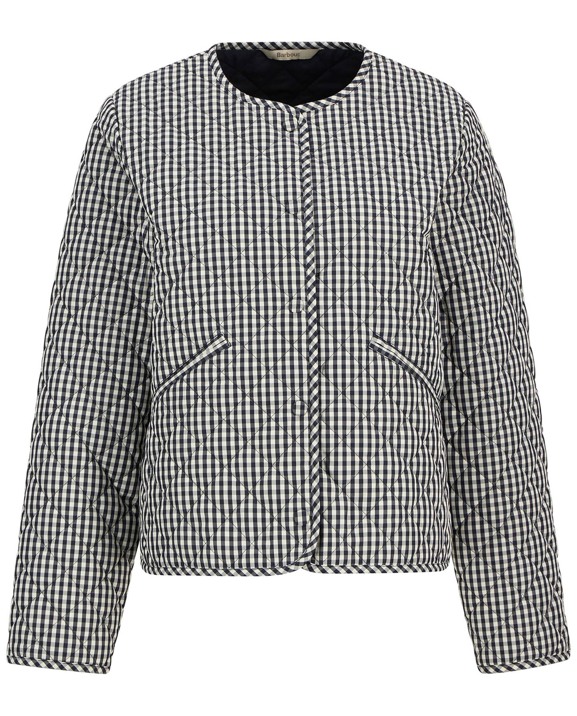 Abrigo acolchado de mujer con cierre frontal de botones forrados y bolsillos dobles - Barbour - Negro / Blanco Negro / Blanco-7