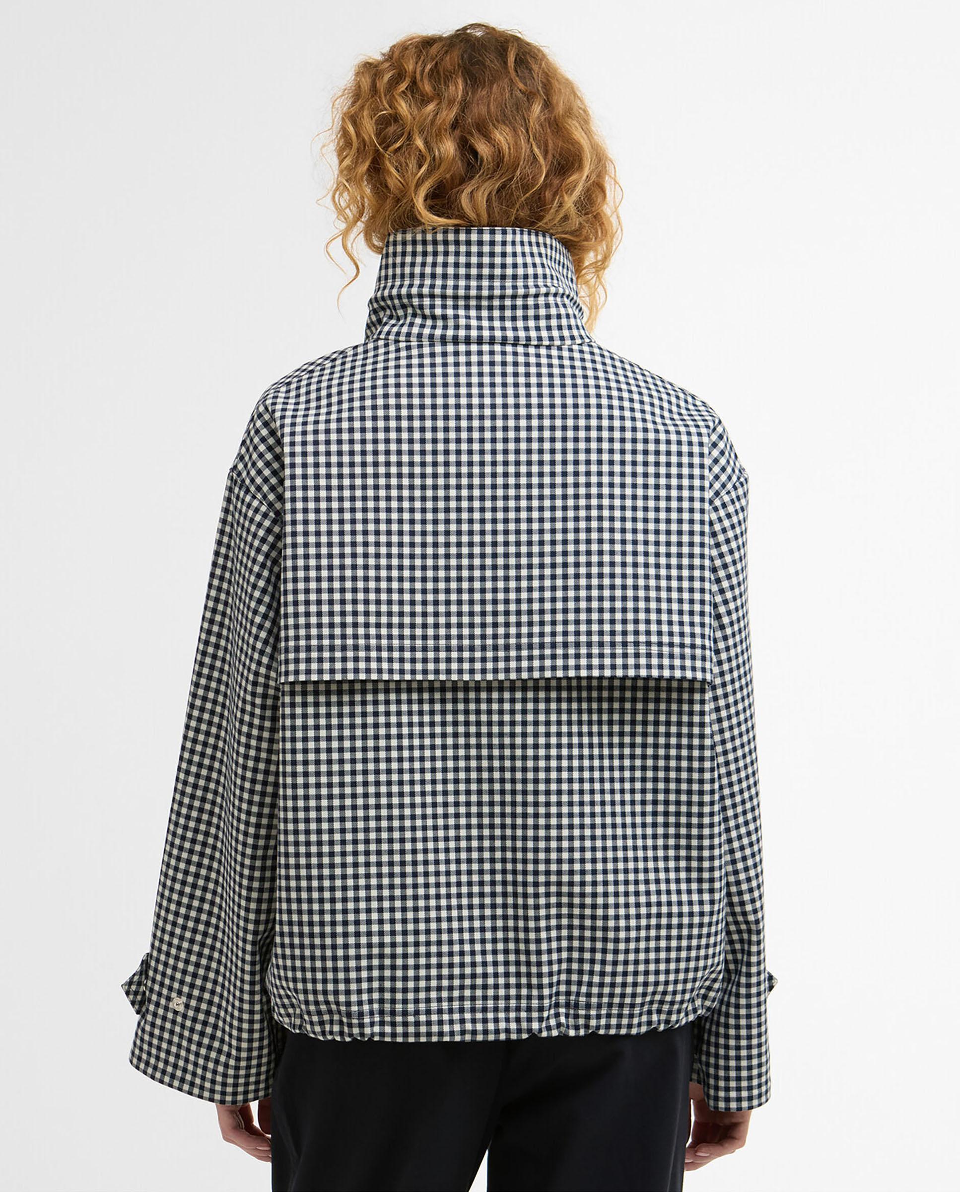 Chaqueta de mujer con cuello alto oversize y cordones ajustables en el cuello y el dobladillo - Barbour - Azul/Blanco Azul/Blanco-2