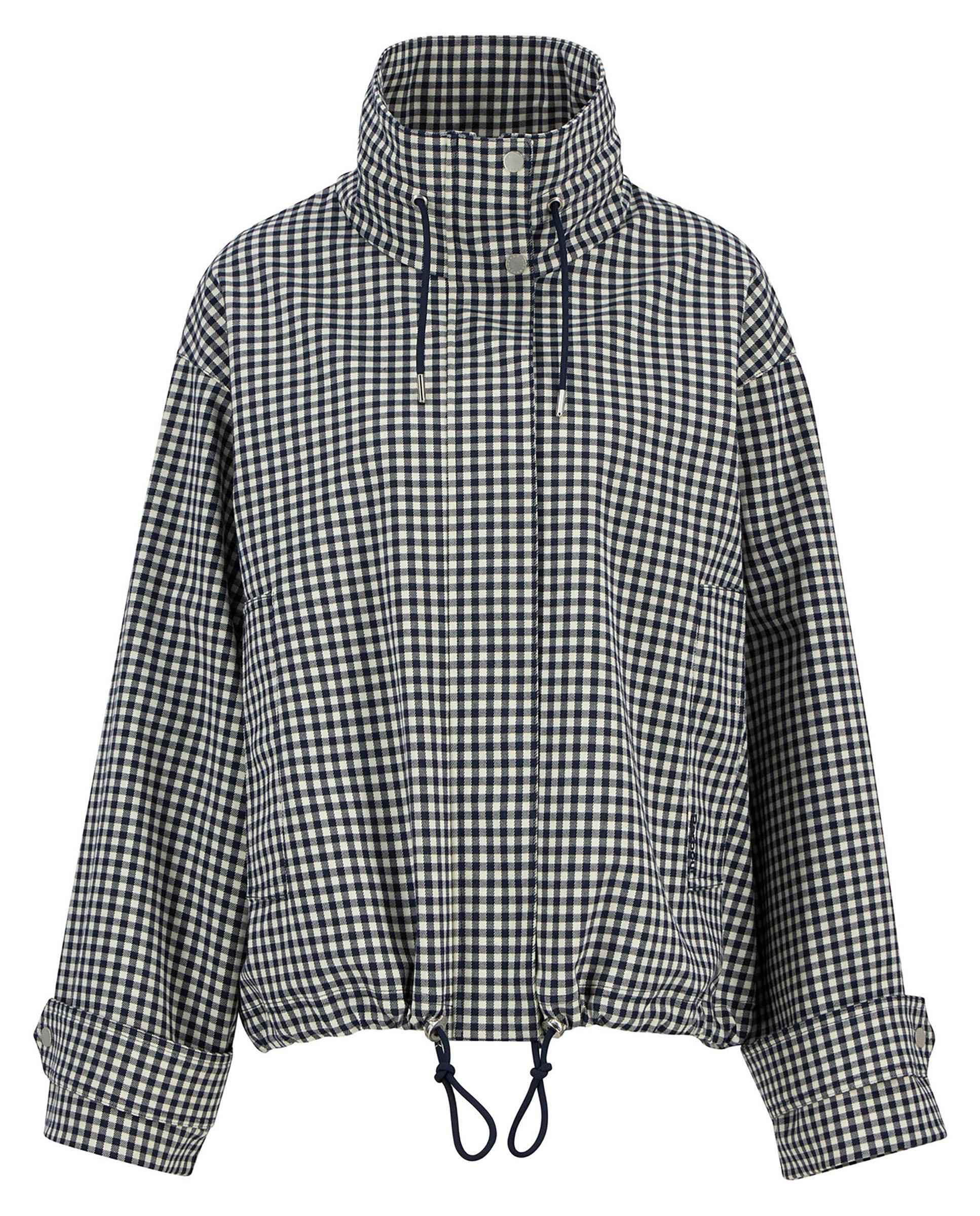 Chaqueta de mujer con cuello alto oversize y cordones ajustables en el cuello y el dobladillo - Barbour - Azul/Blanco Azul/Blanco-7