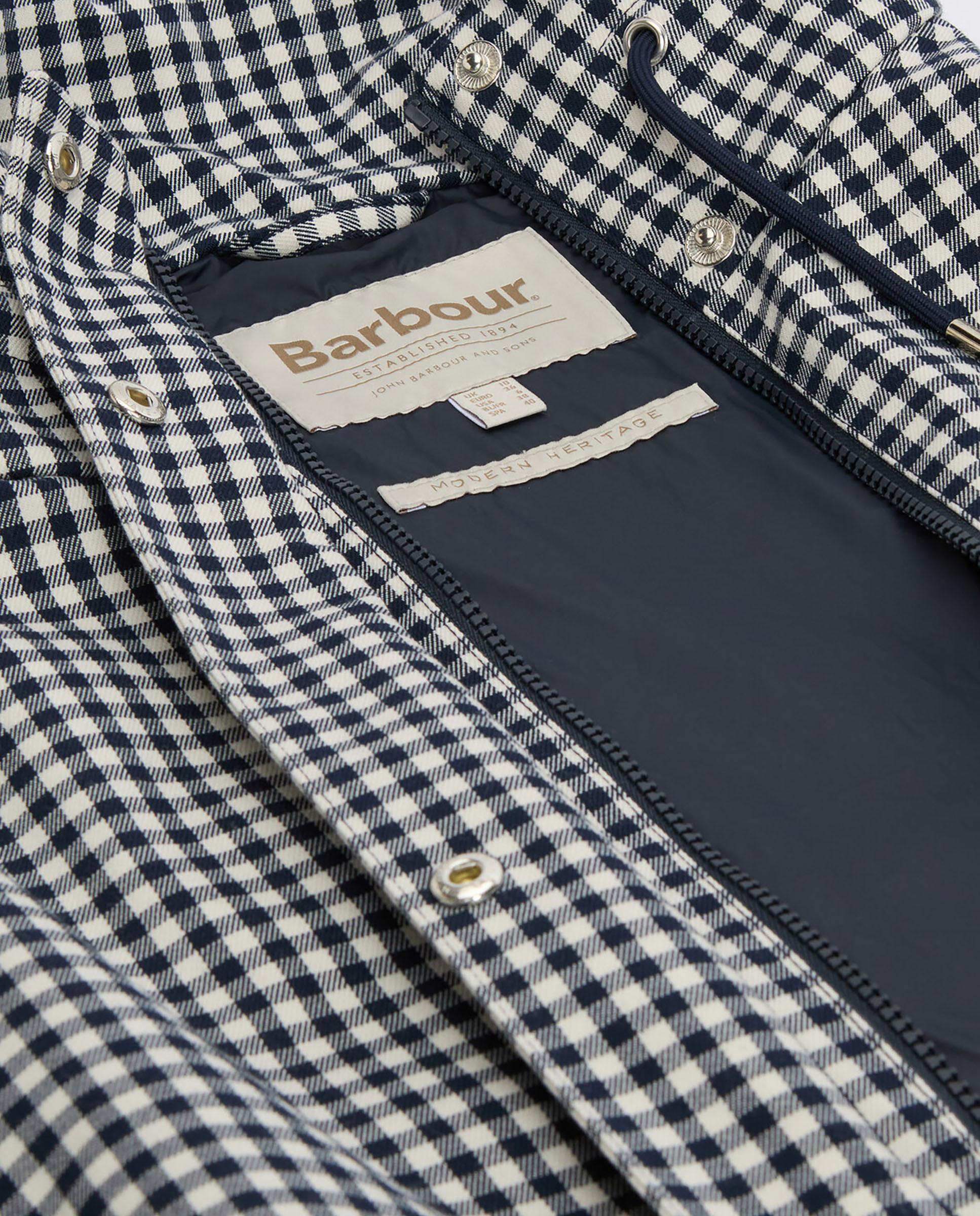 Chaqueta de mujer con cuello alto oversize y cordones ajustables en el cuello y el dobladillo - Barbour - Azul/Blanco Azul/Blanco-6
