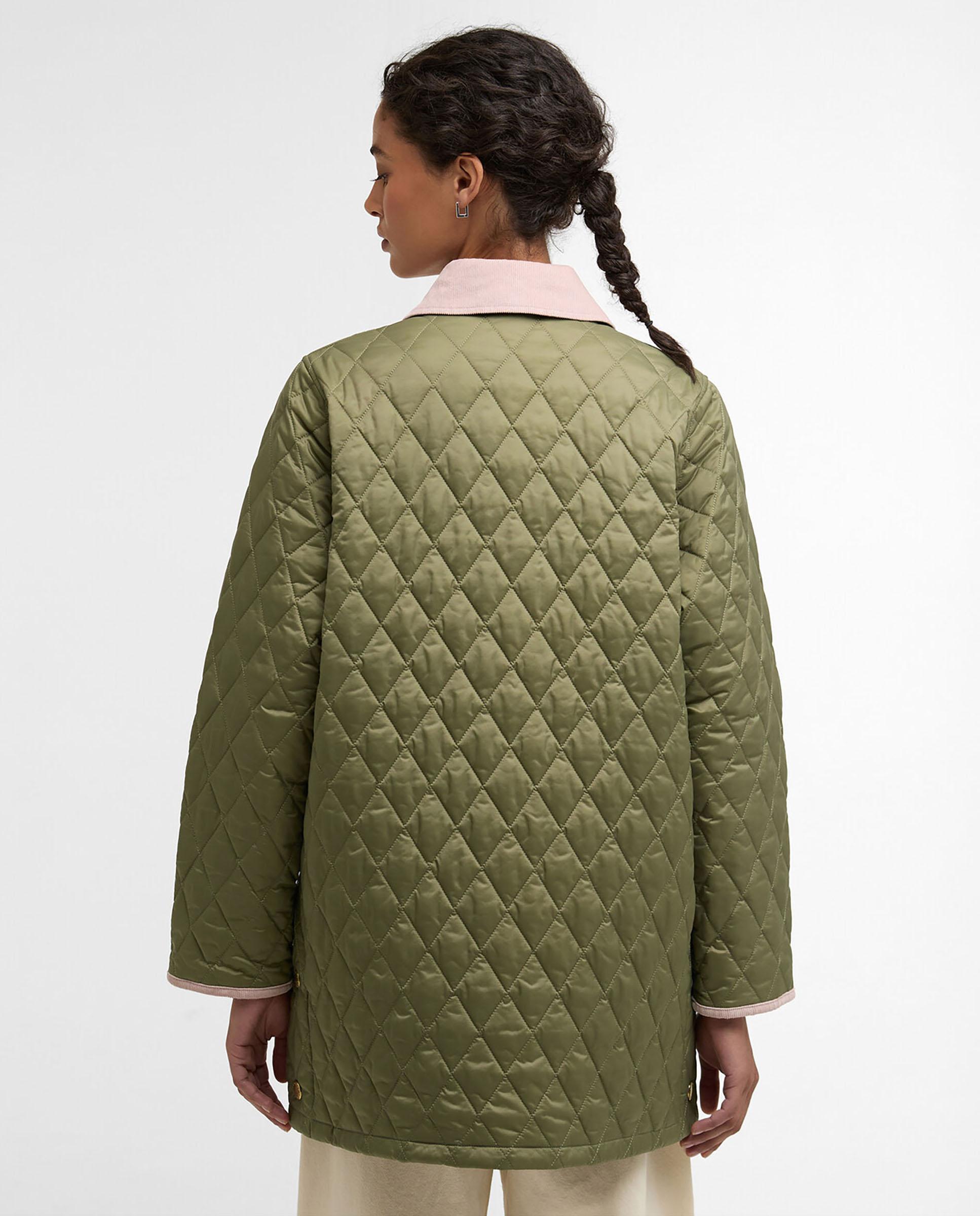 Abrigo acolchado de mujer con bolsillos de parche y cierre frontal con botones - Barbour - Verde Oliva Verde Oliva-2