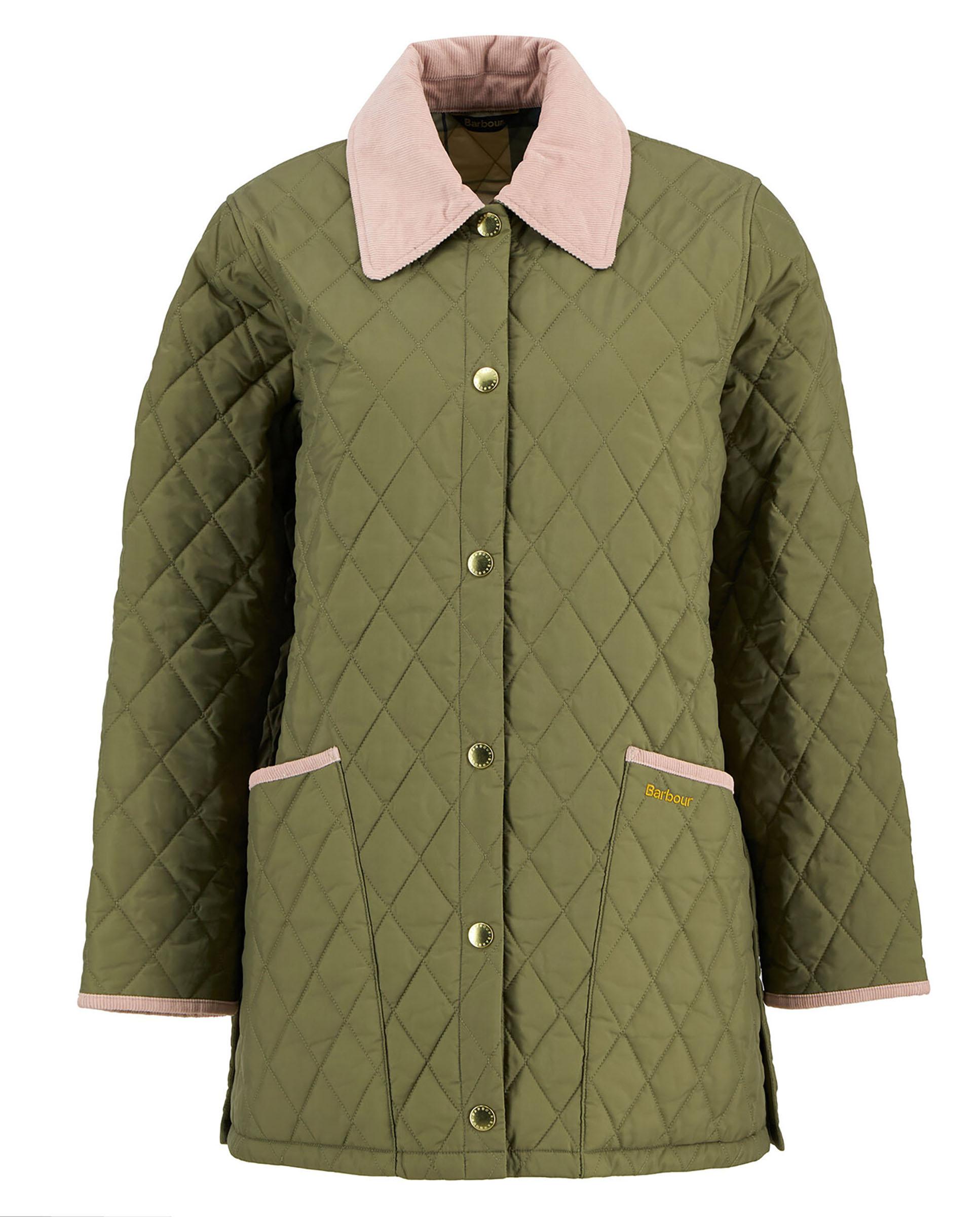 Abrigo acolchado de mujer con bolsillos de parche y cierre frontal con botones - Barbour - Verde Oliva Verde Oliva-7