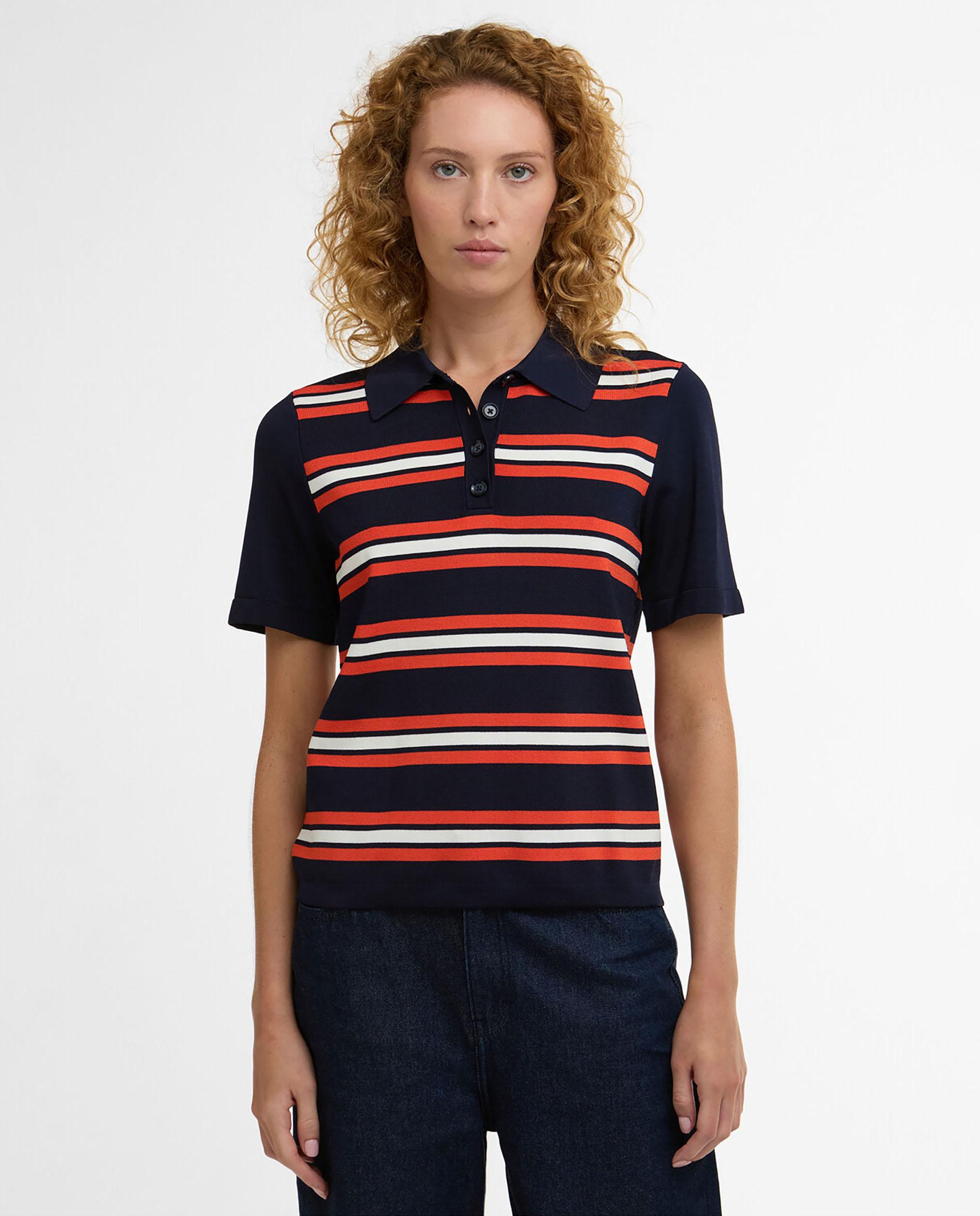 Polo de mujer con diseño de rayas y cuello camisa - Barbour - Azul marino Azul marino-1