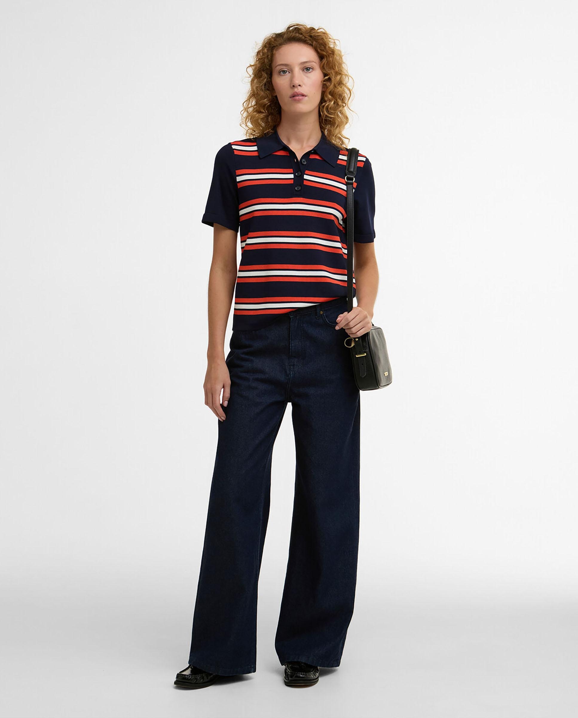 Polo de mujer con diseño de rayas y cuello camisa - Barbour - Azul marino Azul marino-3
