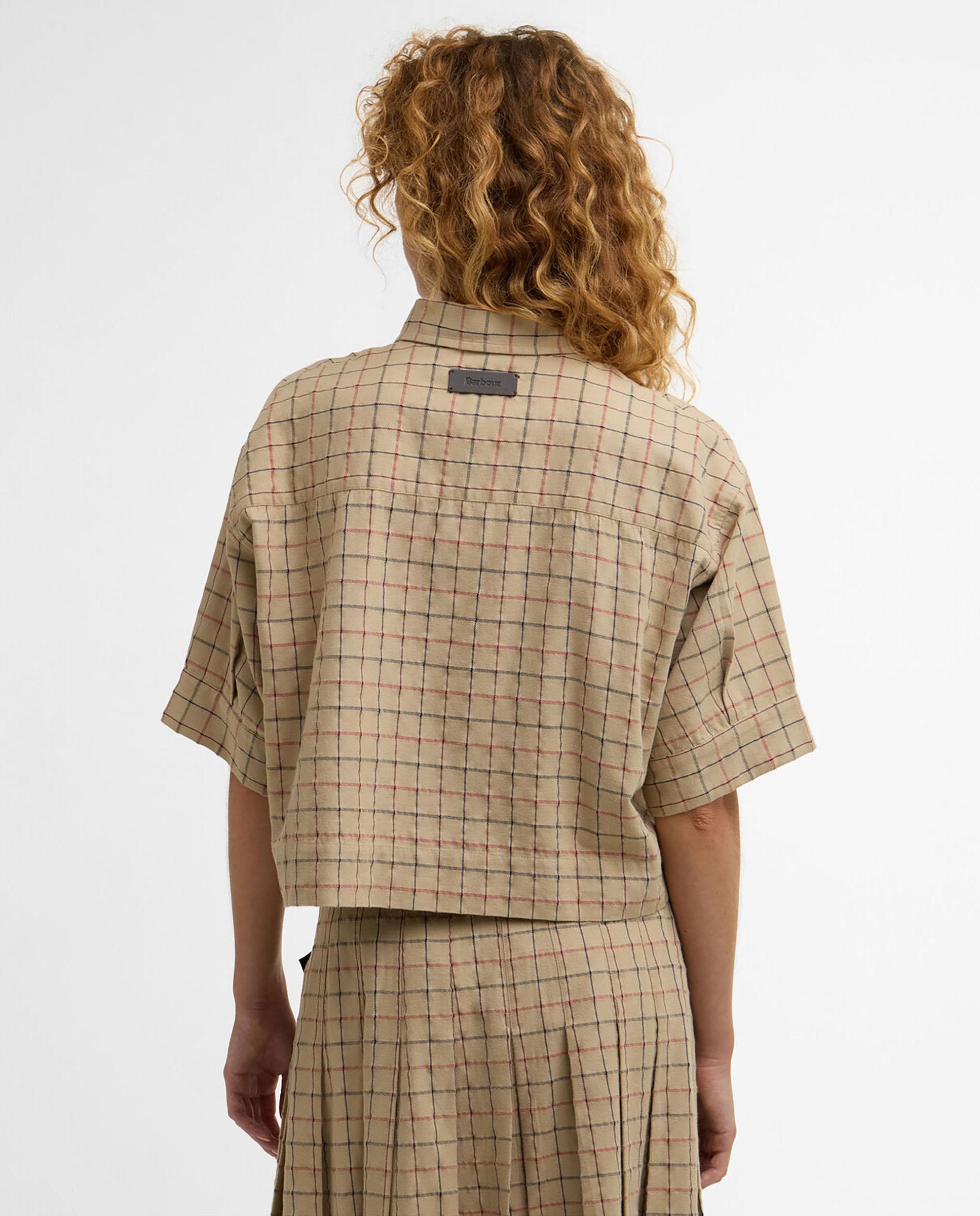 Camisa de mujer de manga corta y diseño de cuadros - Barbour - Beige Beige-2