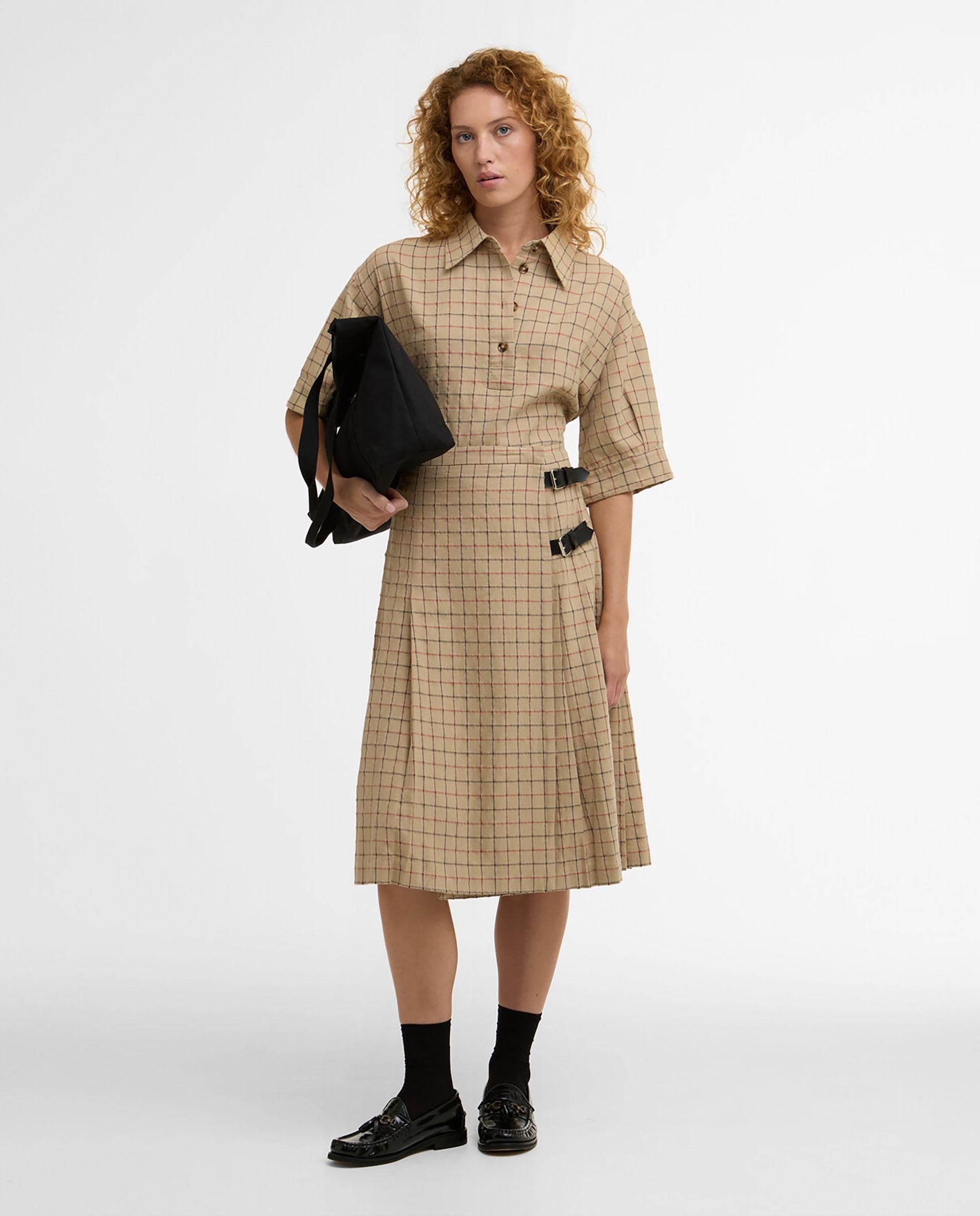Camisa de mujer de manga corta y diseño de cuadros - Barbour - Beige Beige-3