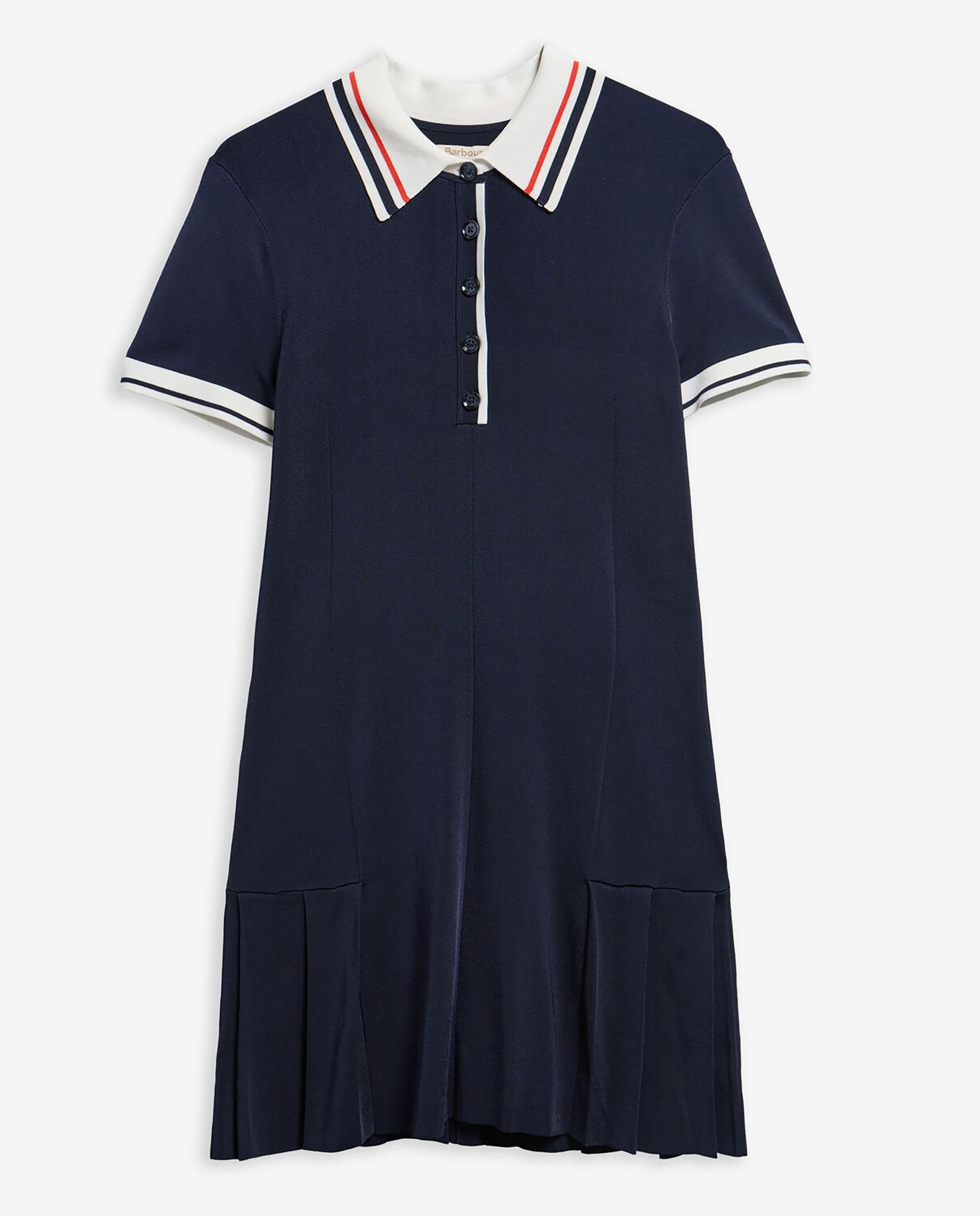 Vestido corto de manga corta y cuello camisa - Barbour - Azul marino Azul marino-7