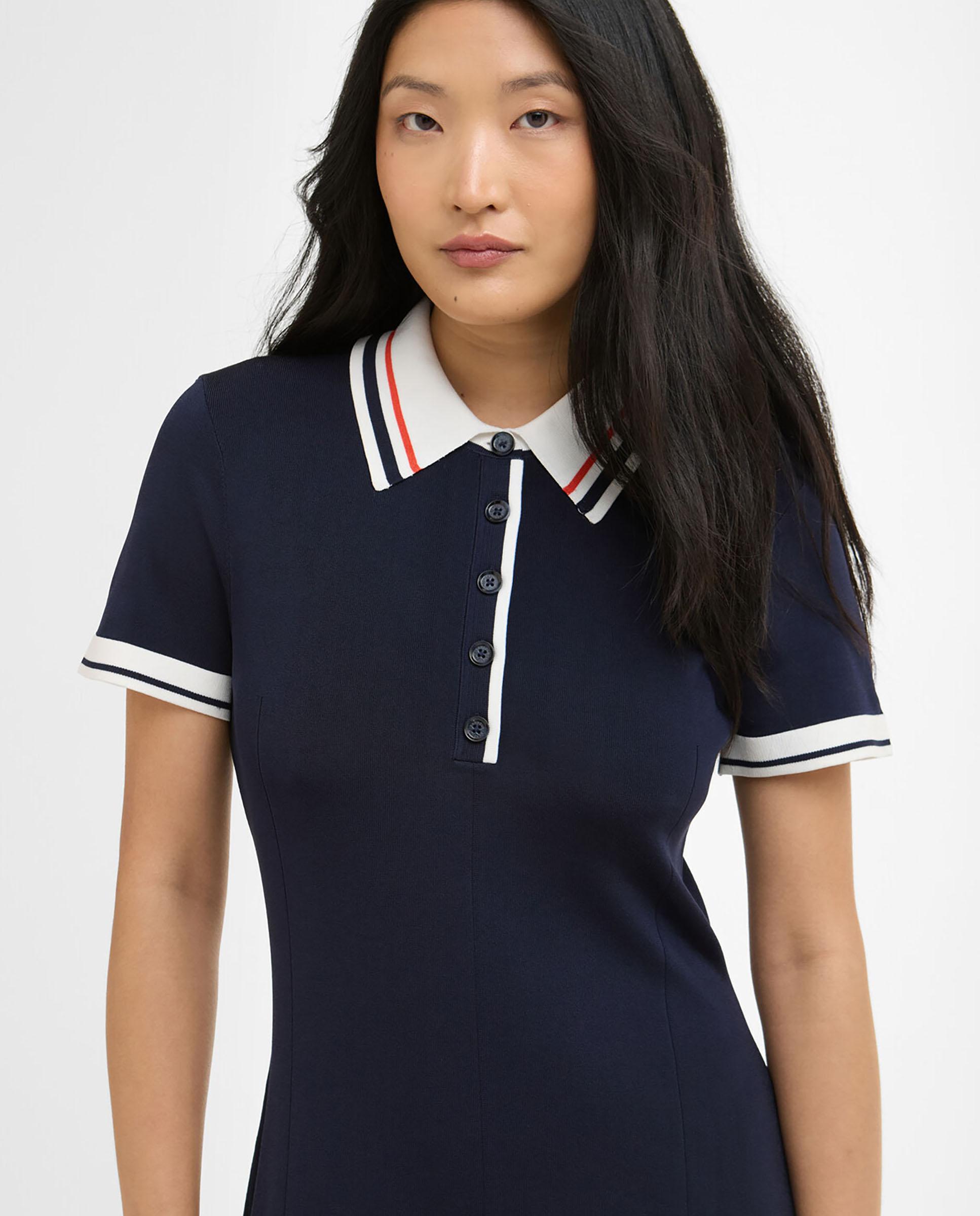Vestido corto de manga corta y cuello camisa - Barbour - Azul marino Azul marino-4
