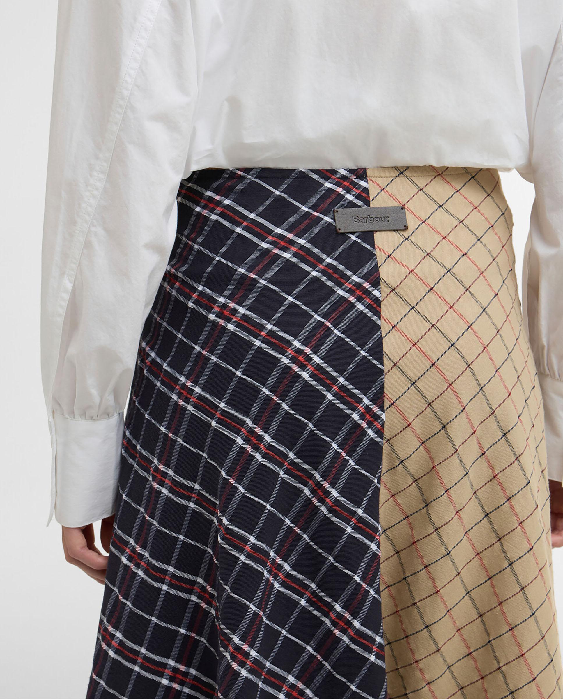Falda midi de corte asimétrico y estampado geométrico - Barbour - Multicolor Multicolor-5