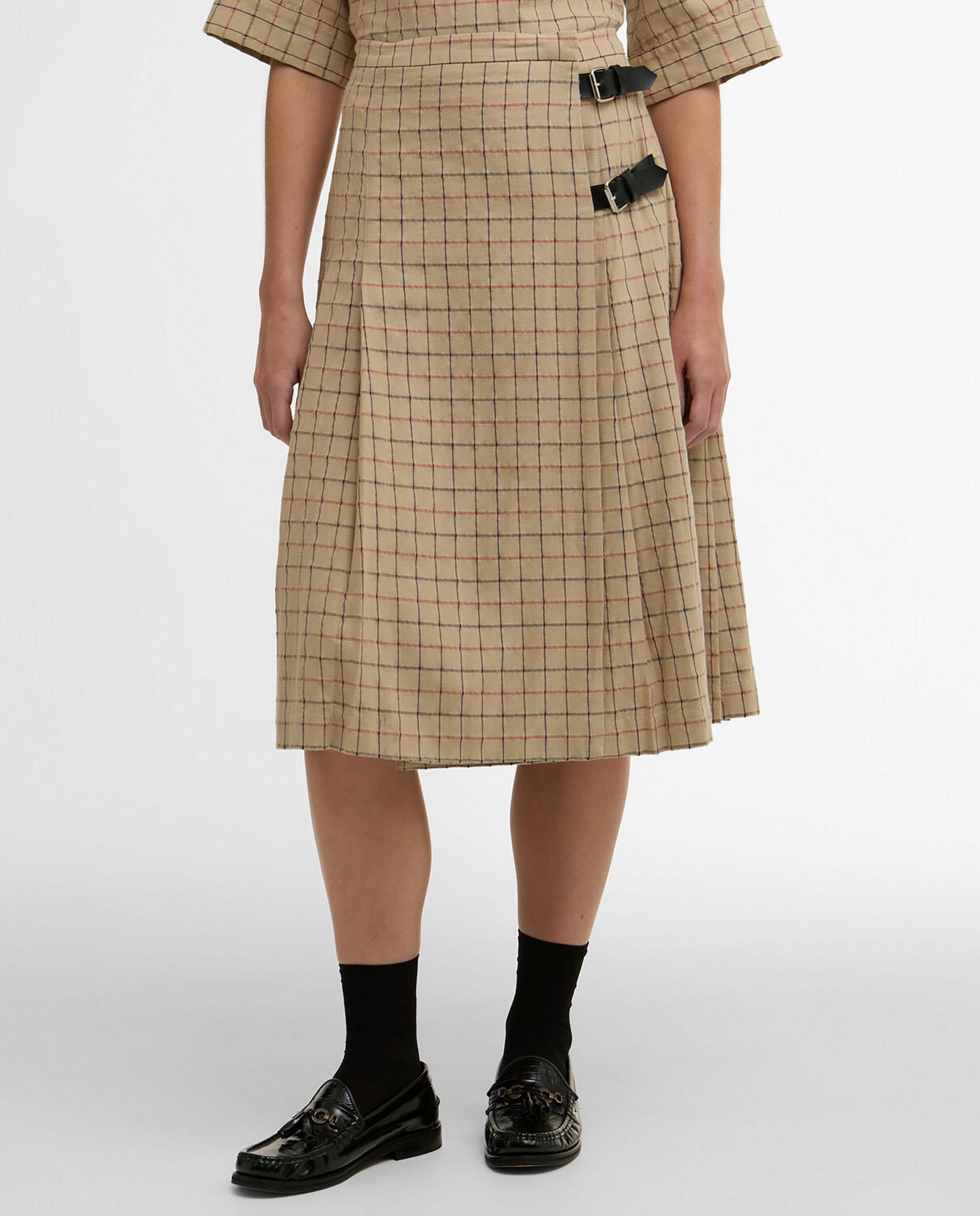 Falda midi con detalle de cierre de hebilla delantero - Barbour - Marrón Marrón-1