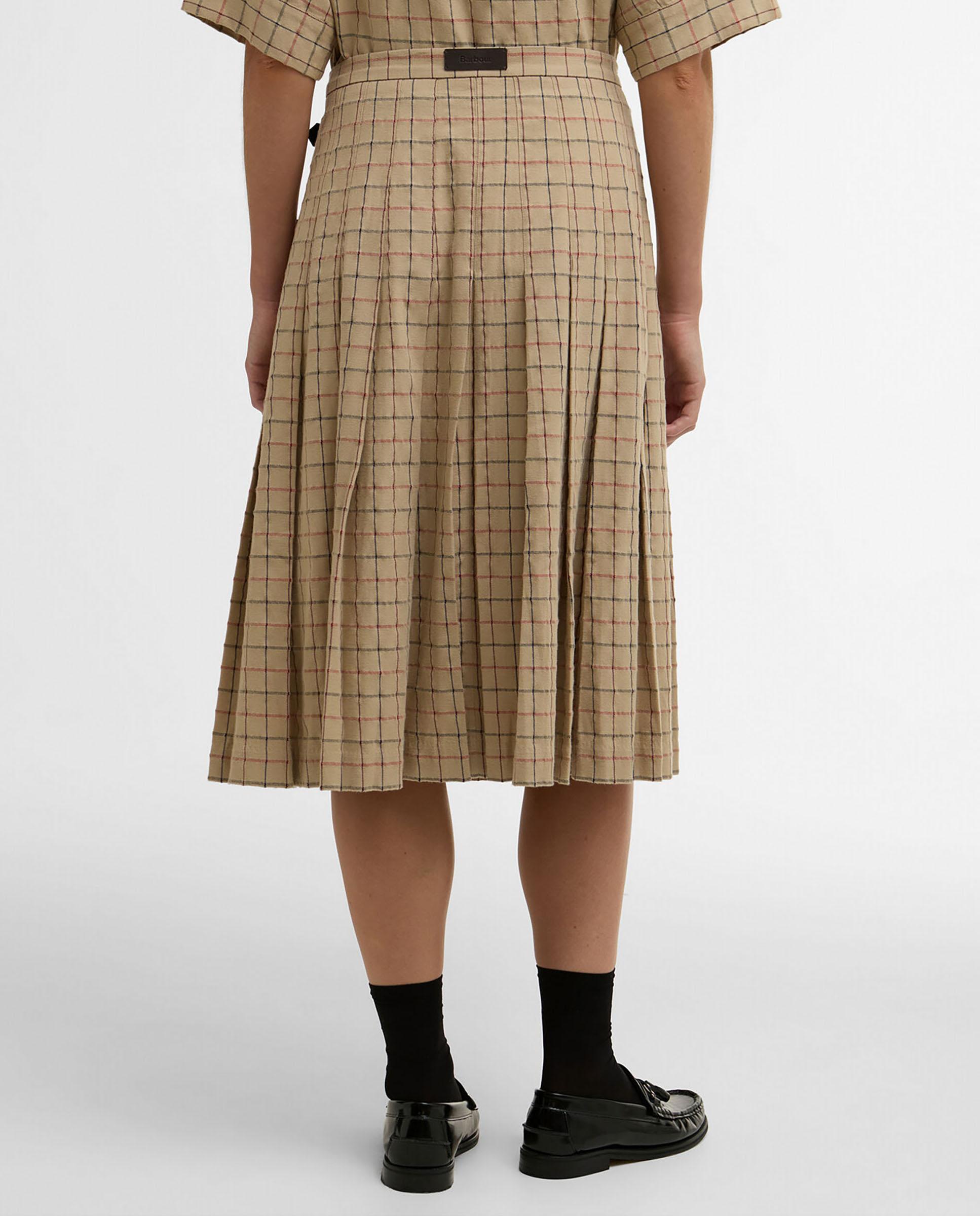 Falda midi con detalle de cierre de hebilla delantero - Barbour - Marrón Marrón-2