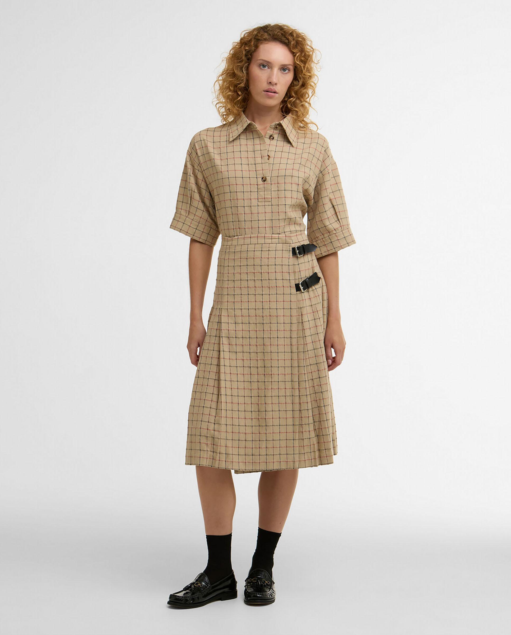 Falda midi con detalle de cierre de hebilla delantero - Barbour - Marrón Marrón-3