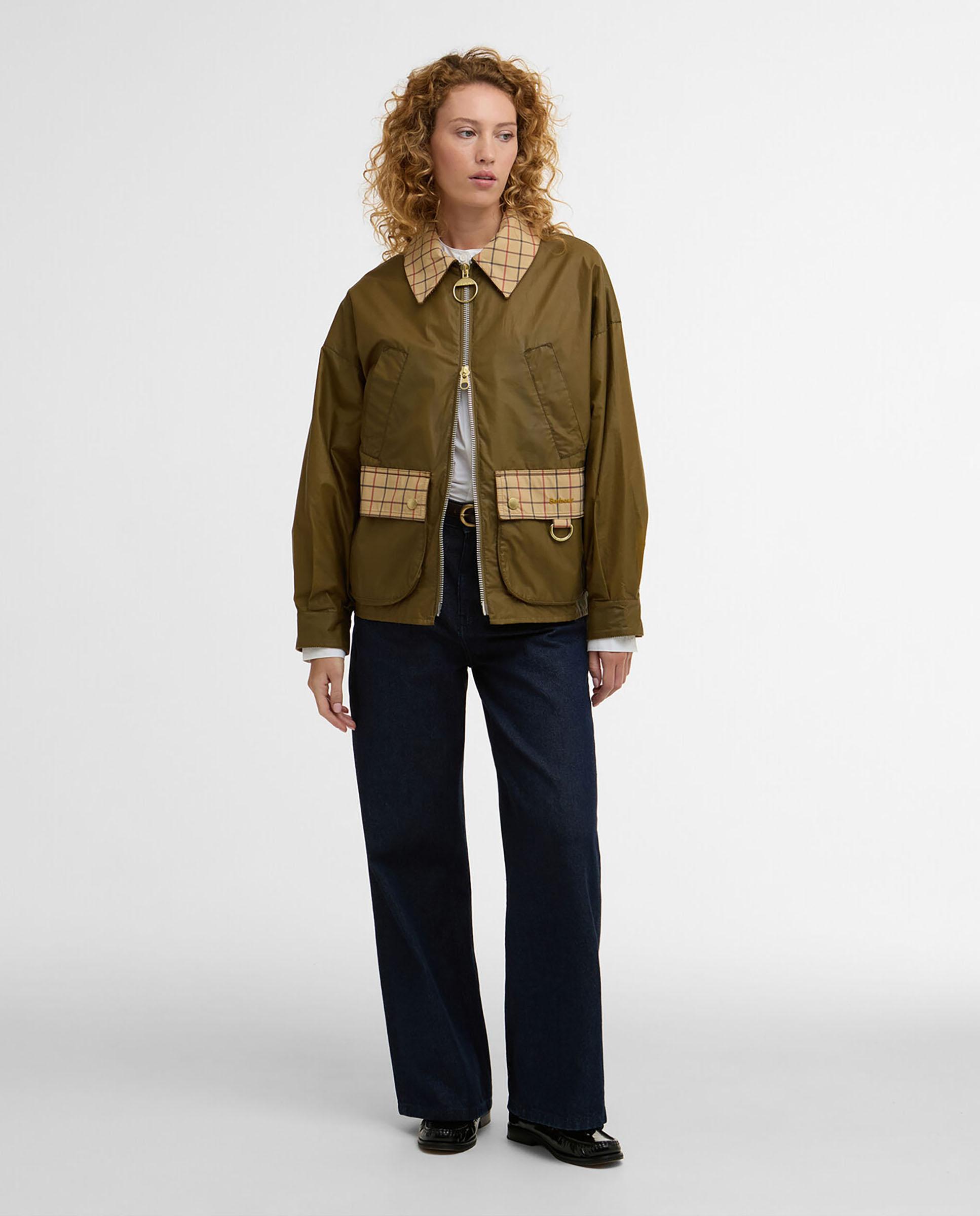 Cazadora Biker de mujer de corte recto cierre de cremallera y bolsillos delanteros - Barbour - Verde Oliva Verde Oliva-3